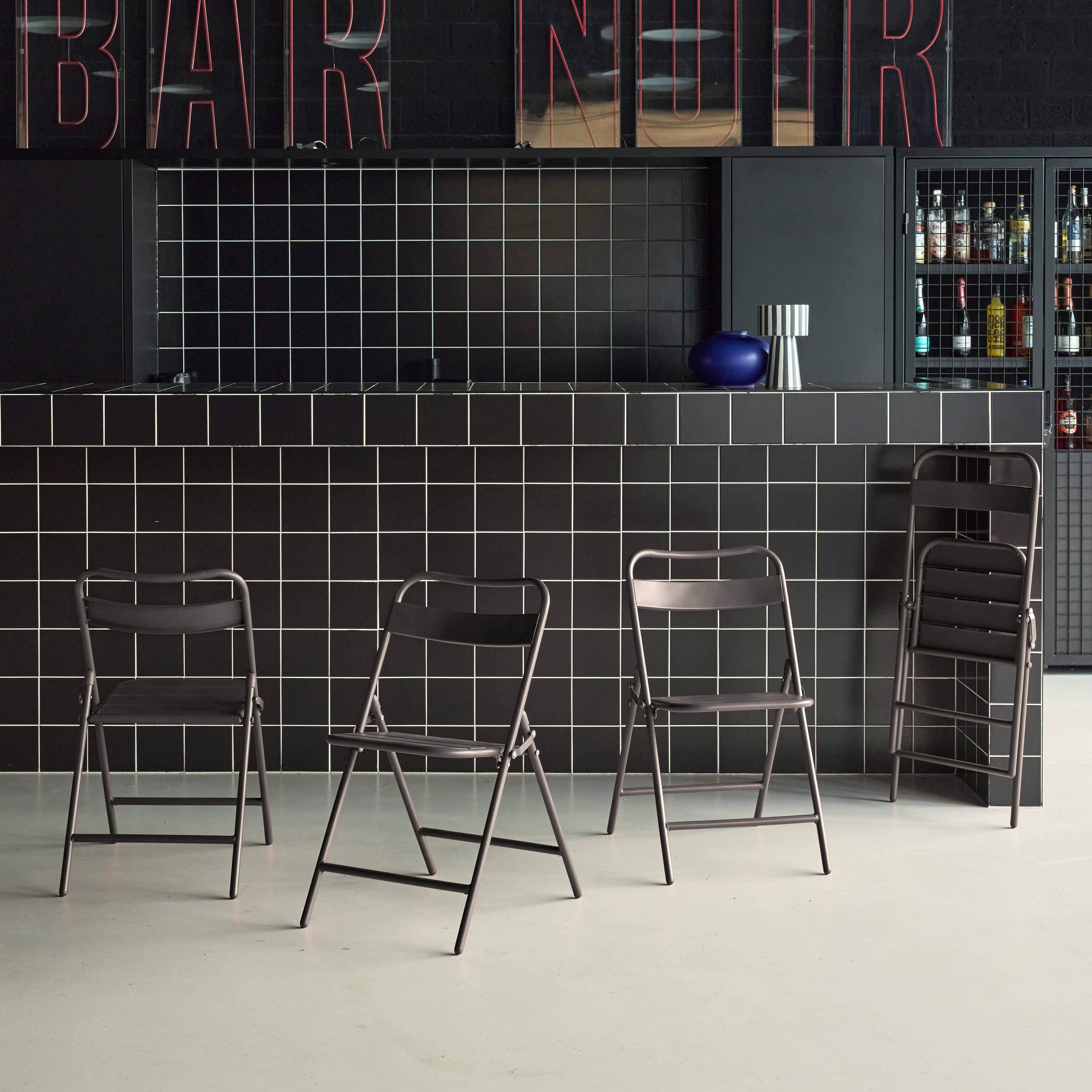 4er-Set klappbare Gartenstühle aus Stahl, anthrazit, 44,3 x 49 x 79,7 cm - Amelia Photo2