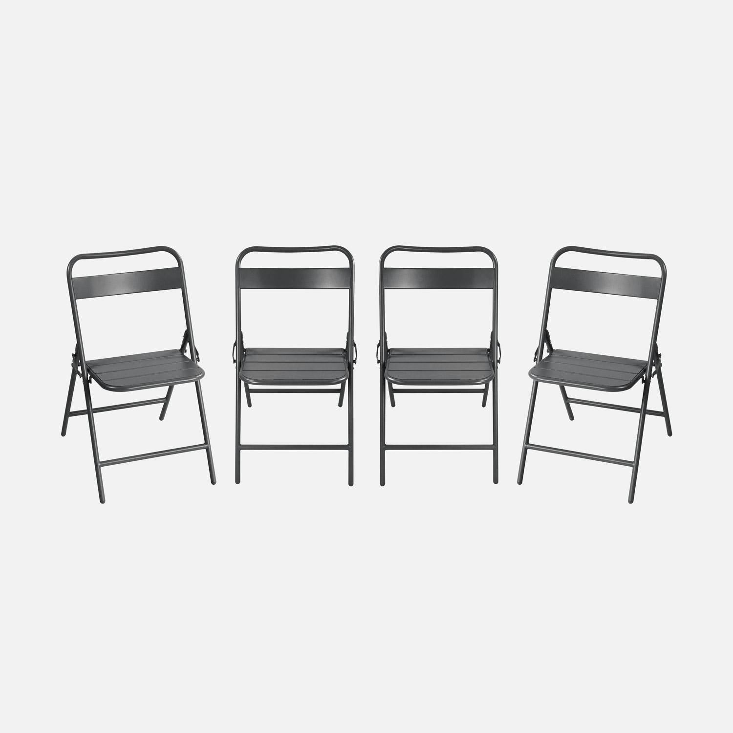 Lot de 4 chaises de jardin pliante acier anthracite, 44,3 x 49 x 79,7 cm - Amélia,sweeek,Photo1