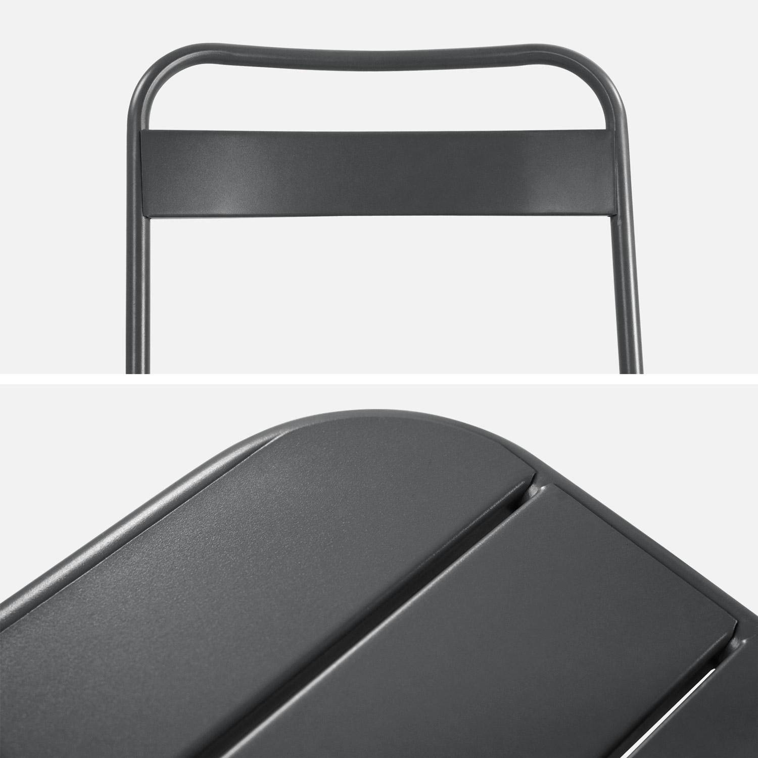 Lot de 4 chaises de jardin pliante acier anthracite, 44,3 x 49 x 79,7 cm - Amélia Photo4