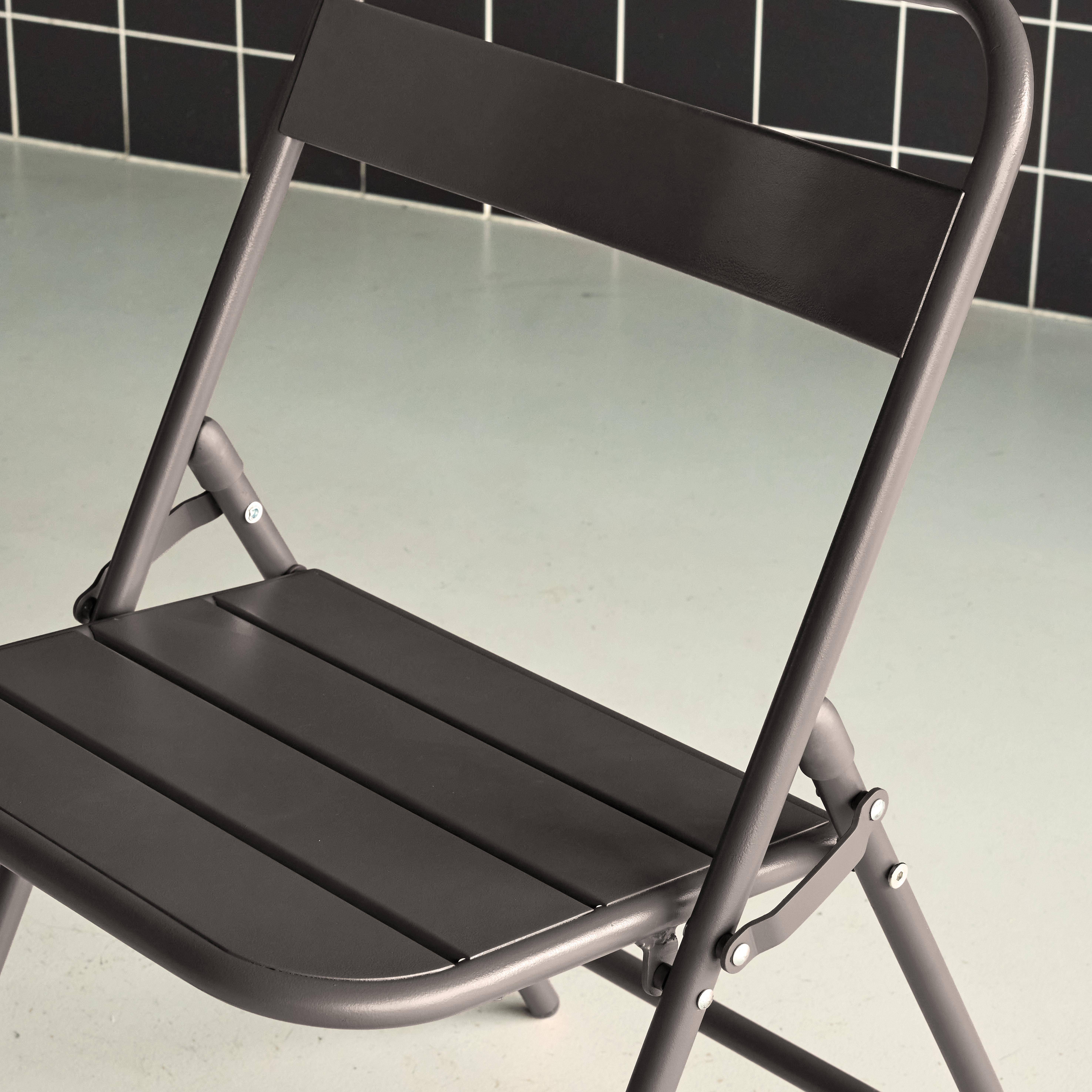 4er-Set klappbare Gartenstühle aus Stahl, anthrazit, 44,3 x 49 x 79,7 cm - Amelia Photo3