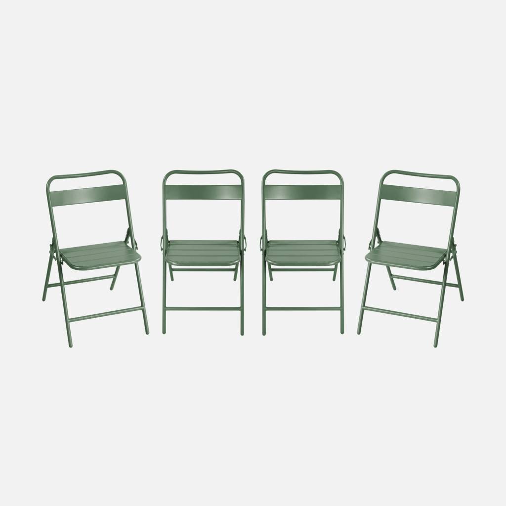 Lot de 4 chaises de jardin pliante acier vert