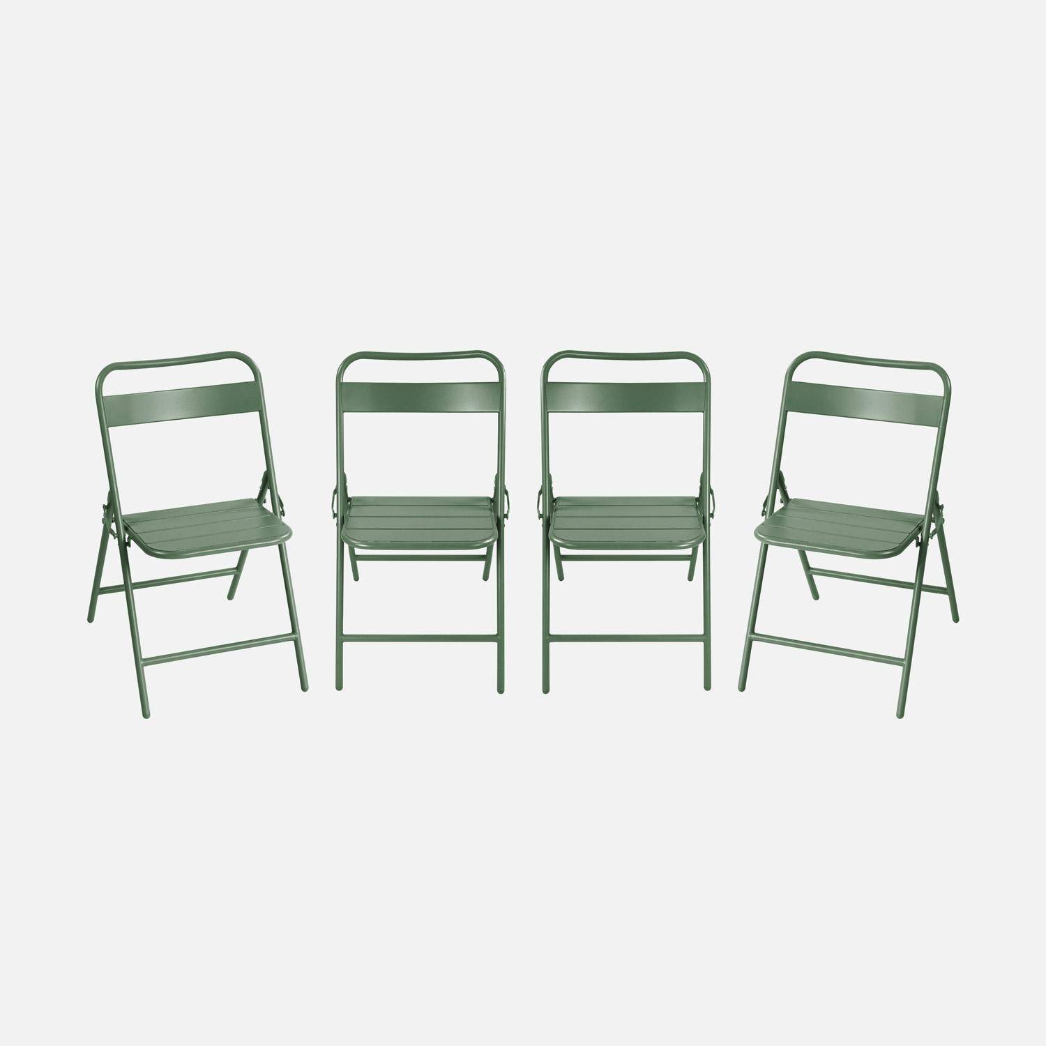 Lot de 4 chaises de jardin pliante acier vert, 44,3 x 49 x 79,7 cm - Amélia,sweeek,Photo4