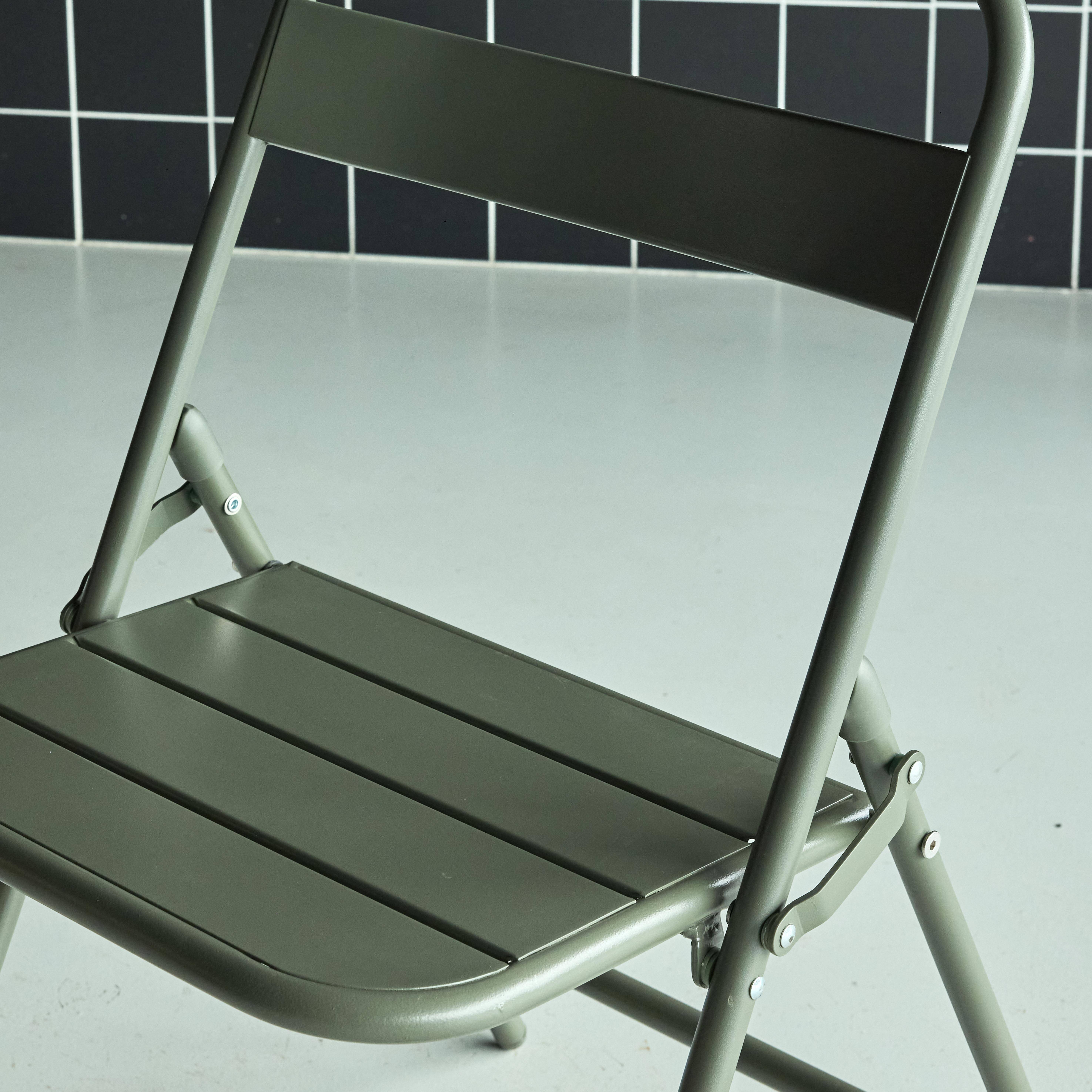 Silla de jardín plegable de acero, set de 2, Amelia, Verde kaki, 44.3x49x79.7 cm Photo3