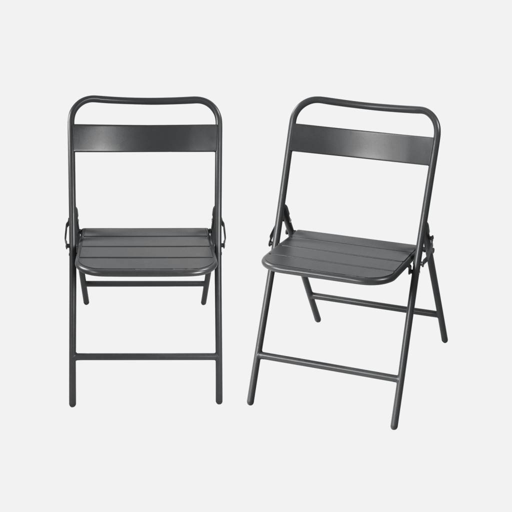 Silla de jardín plegable de acero, set de 2, Antracita