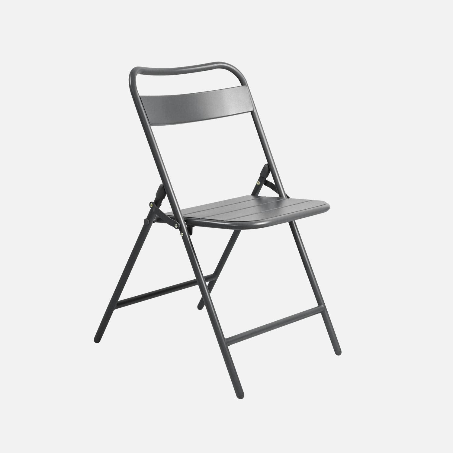 Silla de jardín plegable de acero, set de 2, Amelia, Antracita, 44.3x49x79.7 cm,sweeek,Photo2