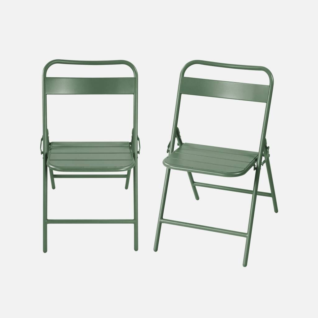 Silla de jardín plegable de acero, set de 2, Verde