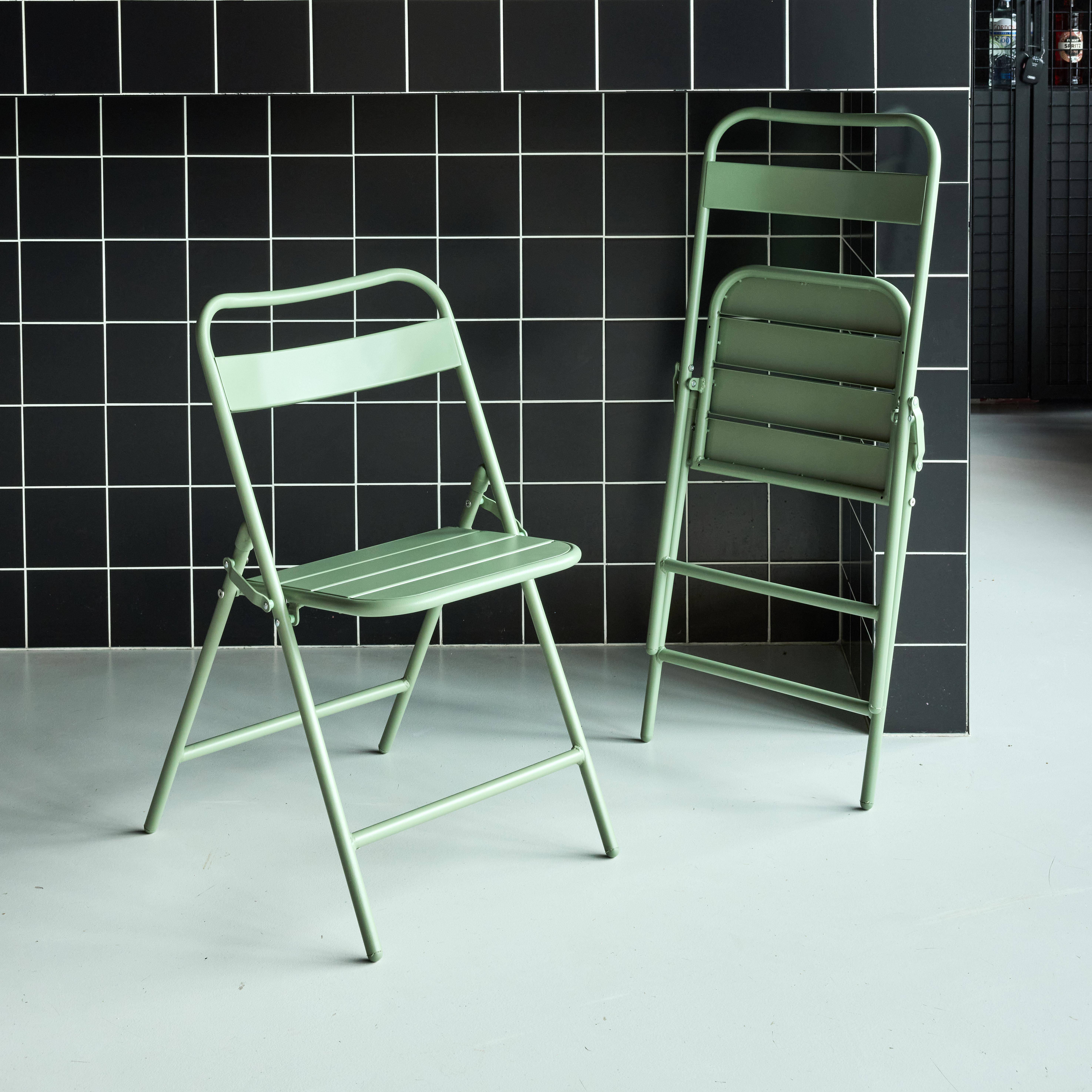 Silla de jardín plegable de acero, set de 2, Amelia, Verde, 44.3x49x79.7 cm Photo2