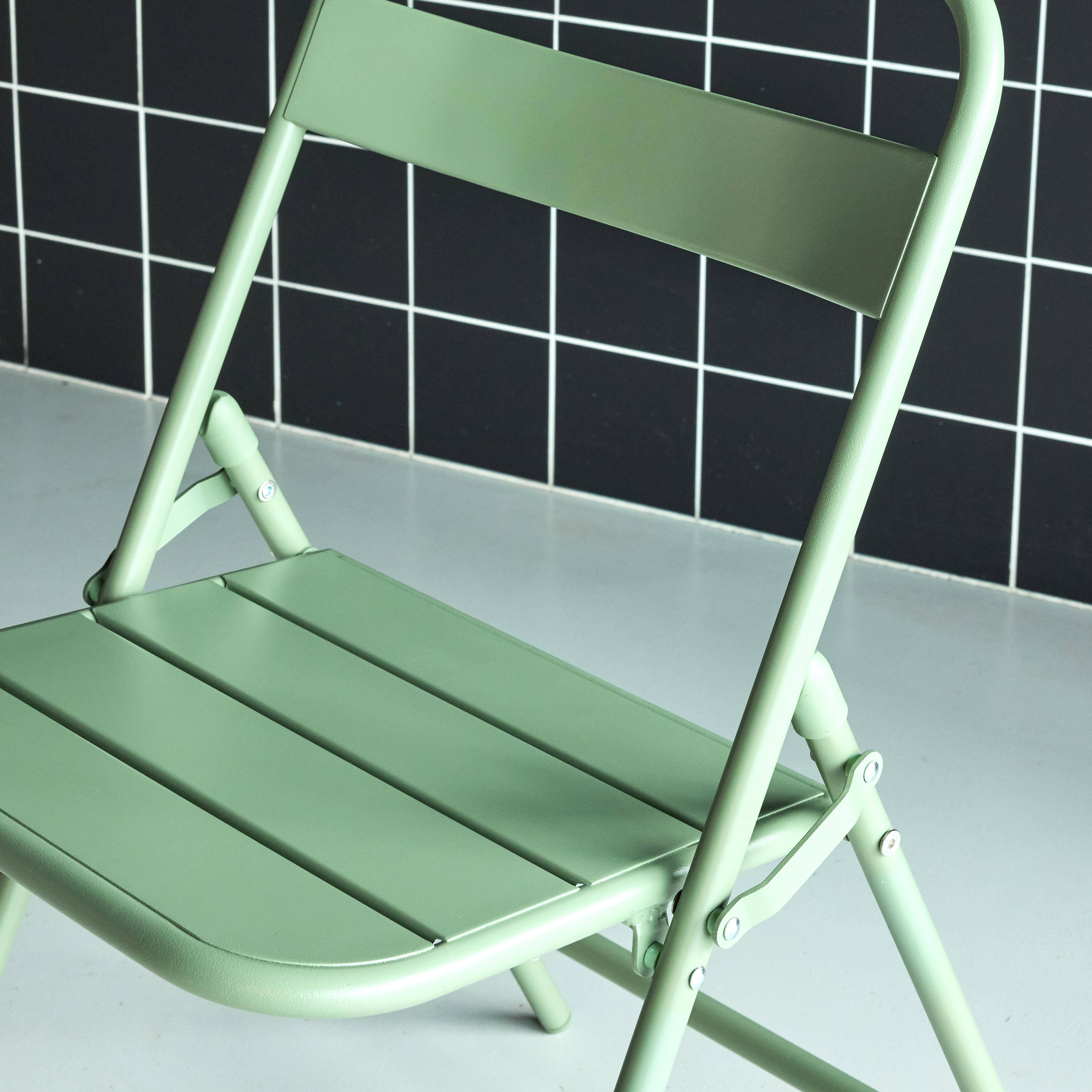 Silla de jardín plegable de acero, set de 2, Amelia, Verde, 44.3x49x79.7 cm,sweeek,Photo3