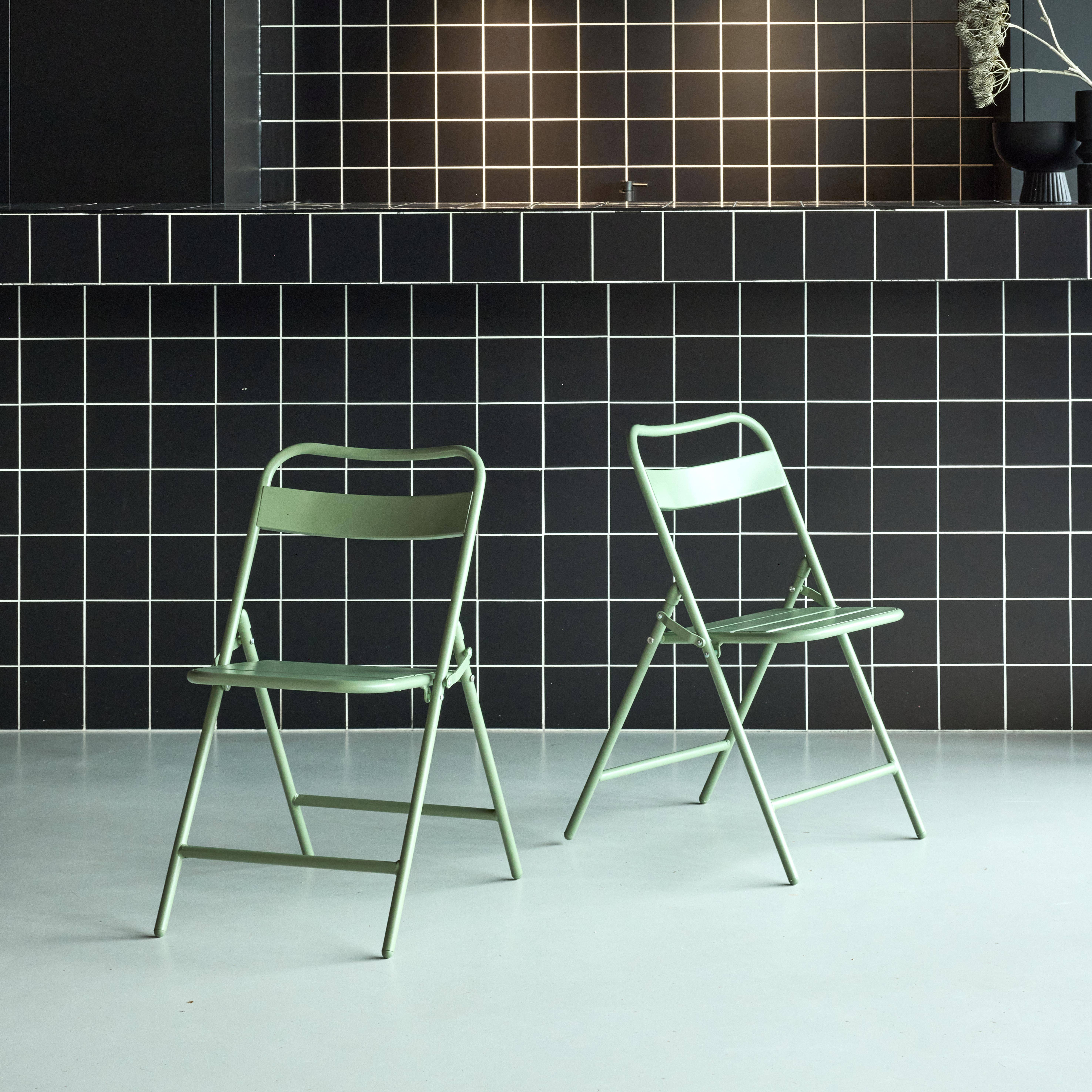 Silla de jardín plegable de acero, set de 2, Amelia, Verde, 44.3x49x79.7 cm Photo1