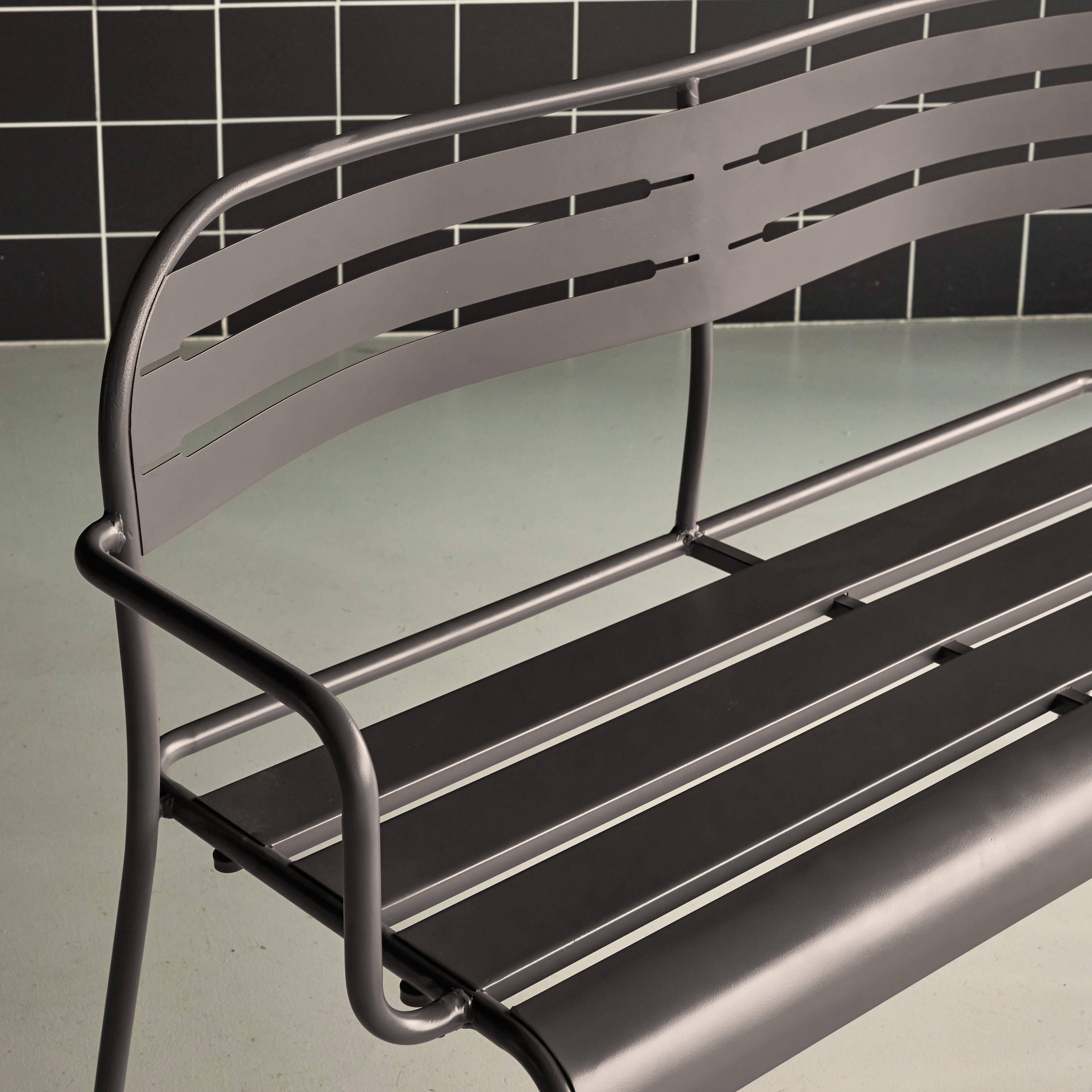 Outdoor steel 2-seater bench Anthracite 118x52x80 cm - Amelia,sweeek,Photo3