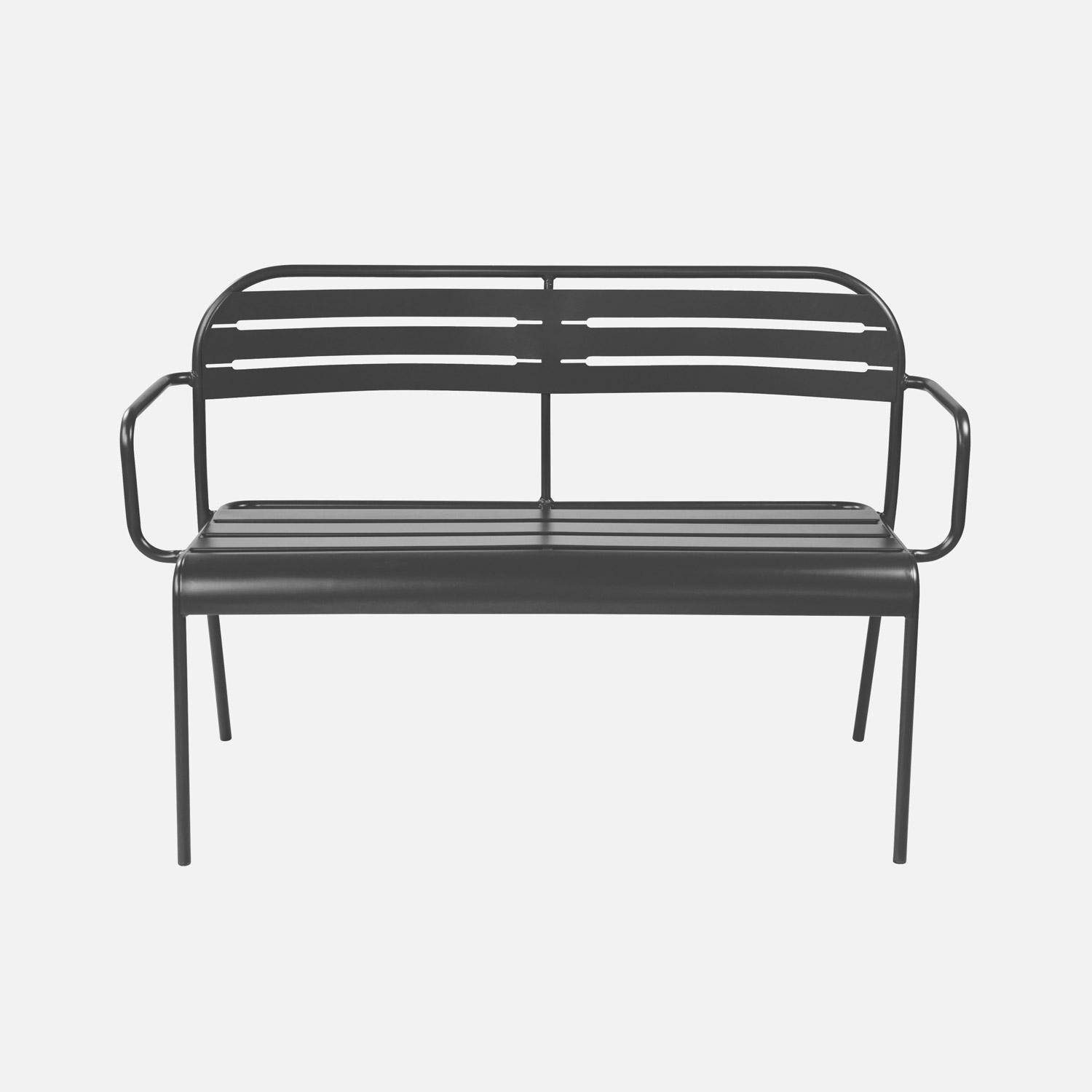 Banco exterior de acero, 2 plazas, Amelia, Antracita, 118x52x80 cm,sweeek,Photo2