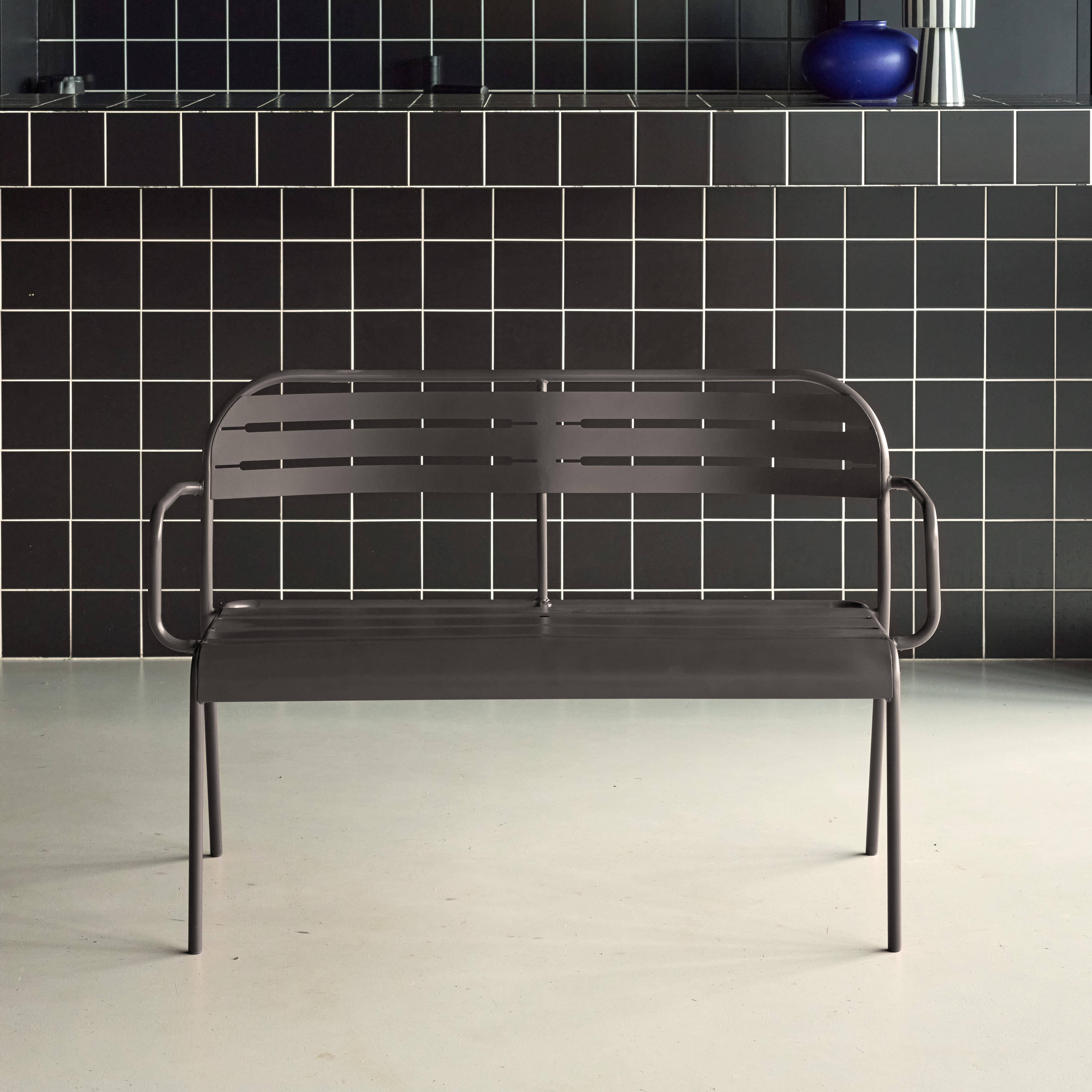 Outdoor steel 2-seater bench Anthracite 118x52x80 cm - Amelia,sweeek,Photo1