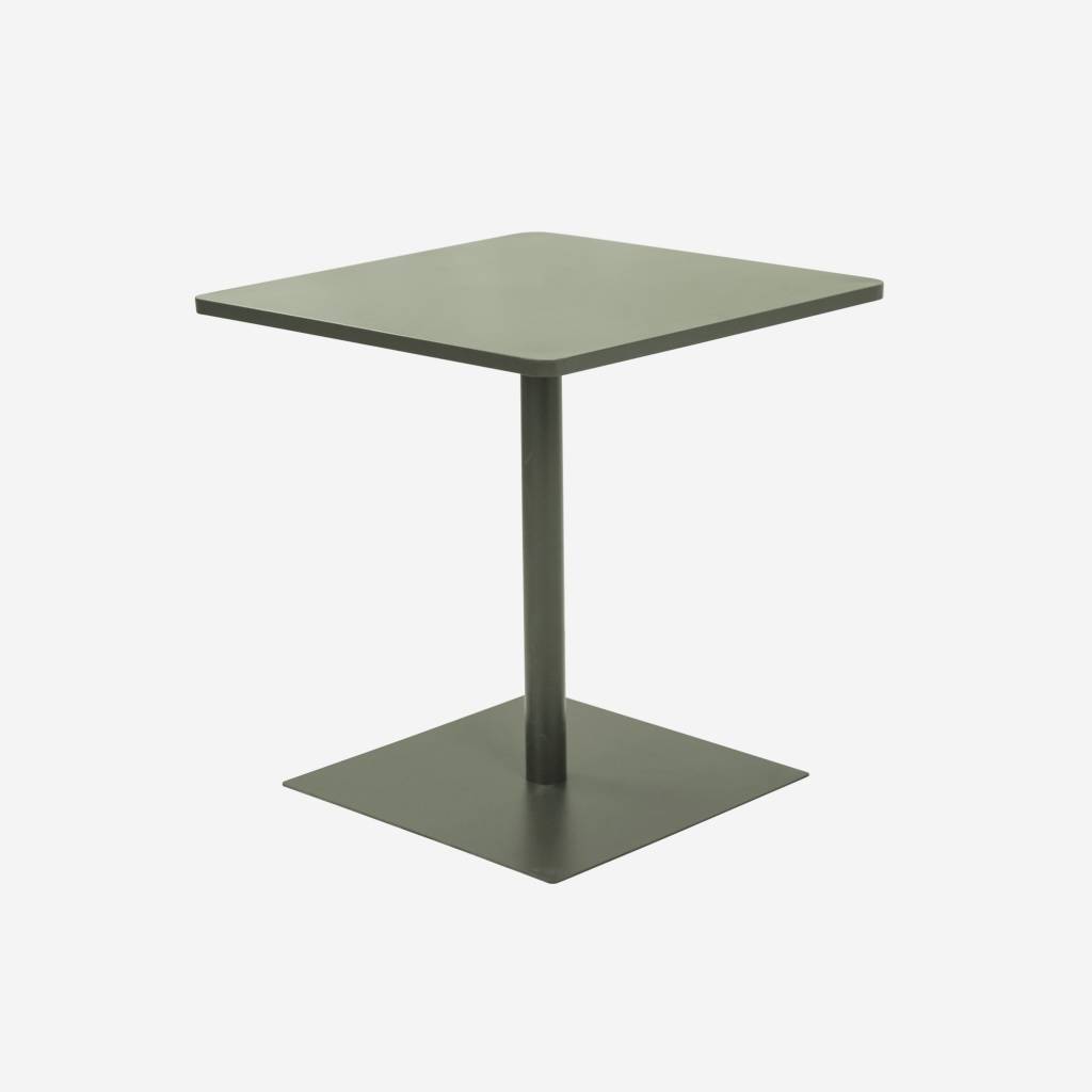 Table de jardin bistrot carré acier 70 cm kaki