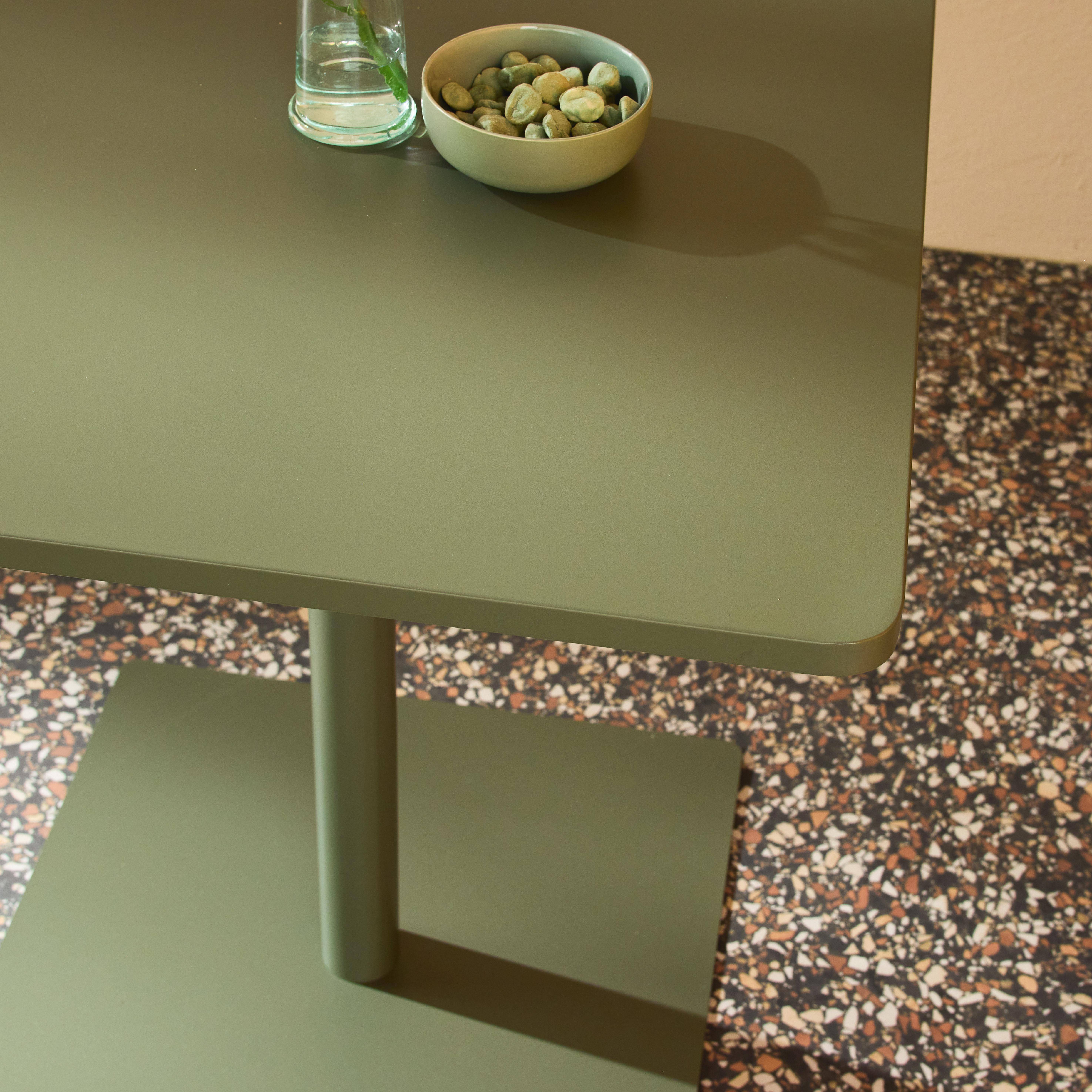 Square 2-seater Steel Bistro Garden Table 2-seater Khaki Green 70x70x73 cm - Orea Photo3