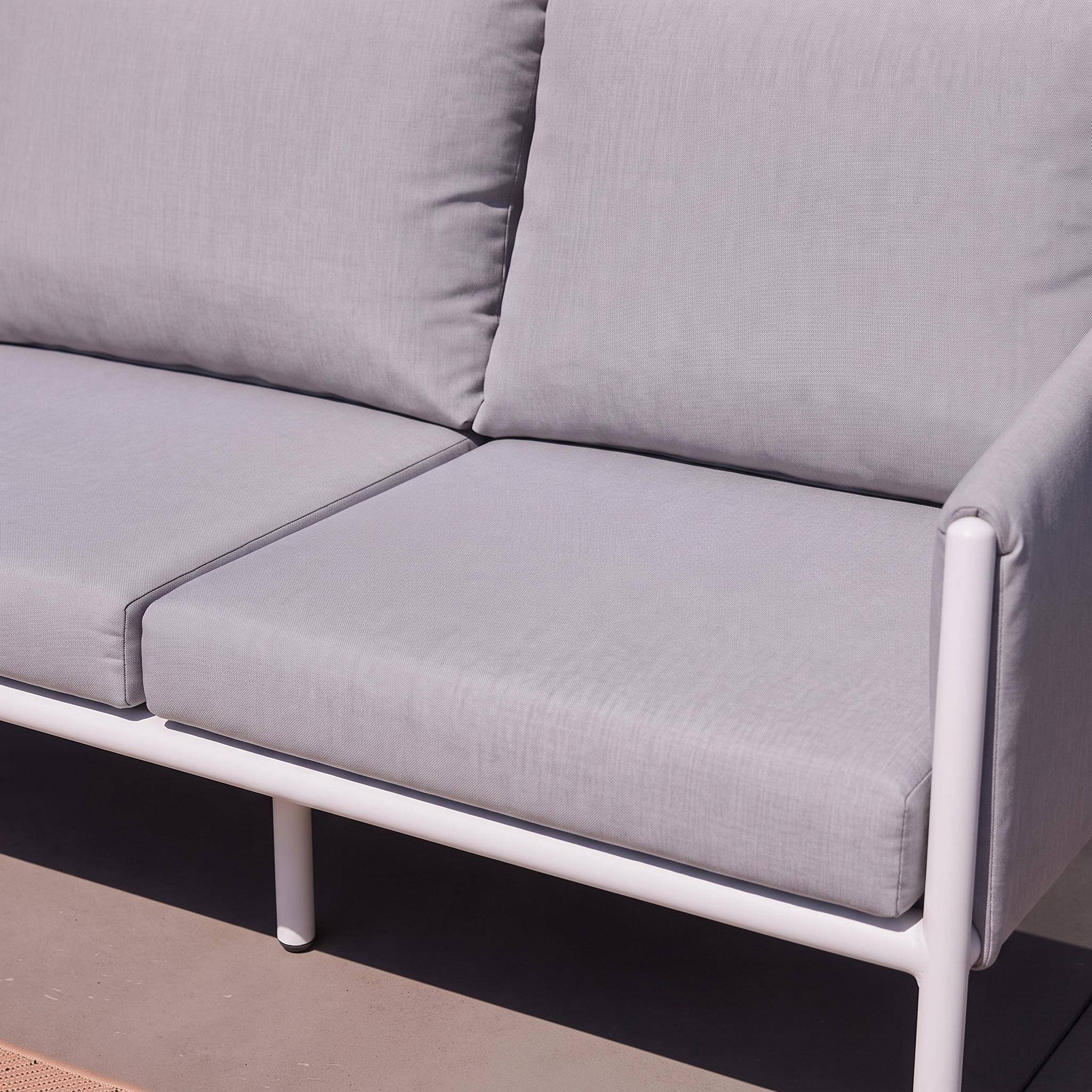 Salon de jardin acier 4 places tissu gris - Kyo,sweeek,Photo5