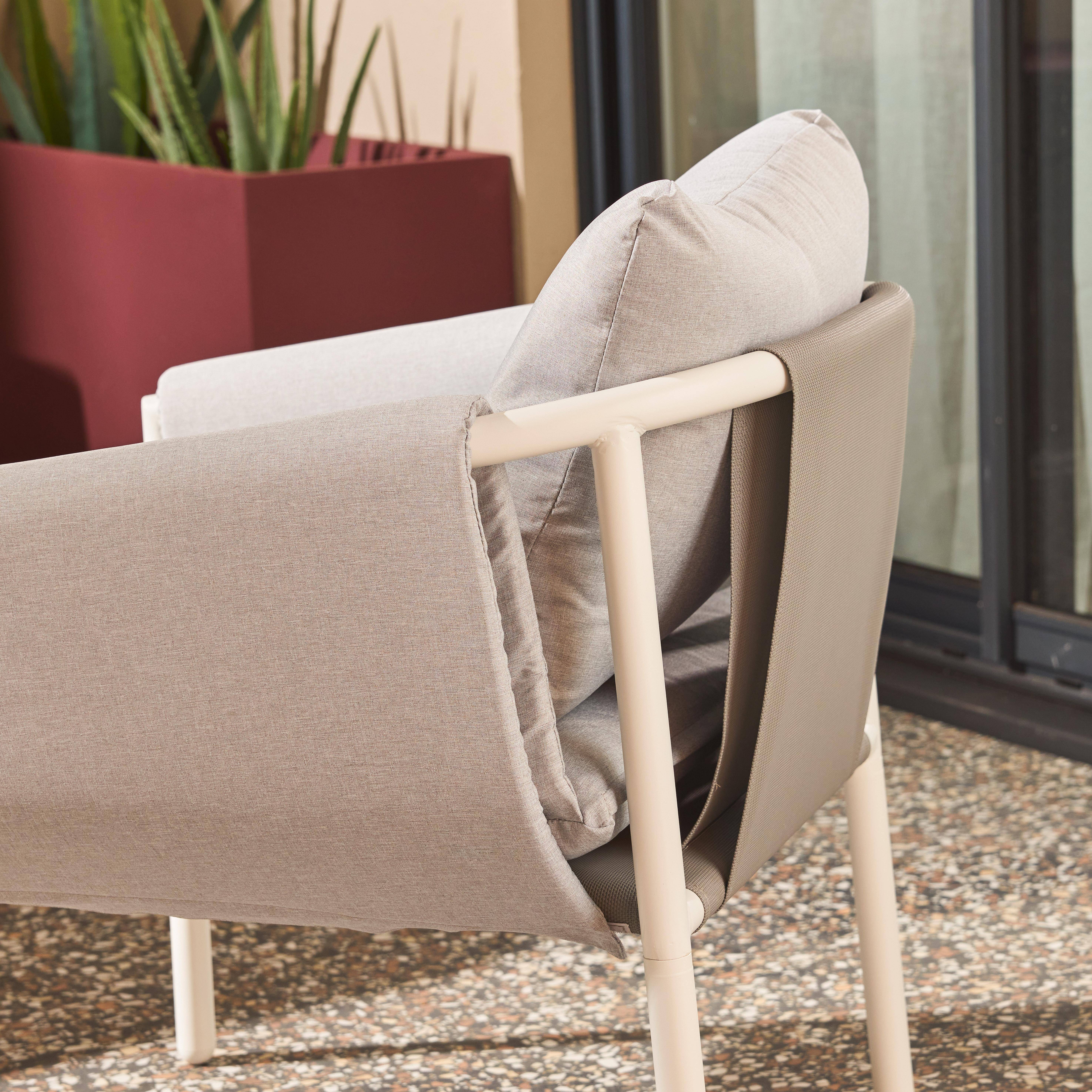 Tuinset voor 4 personen staal grijs een bank, twee fauteuils en een tafel - Kyo,sweeek,Photo5