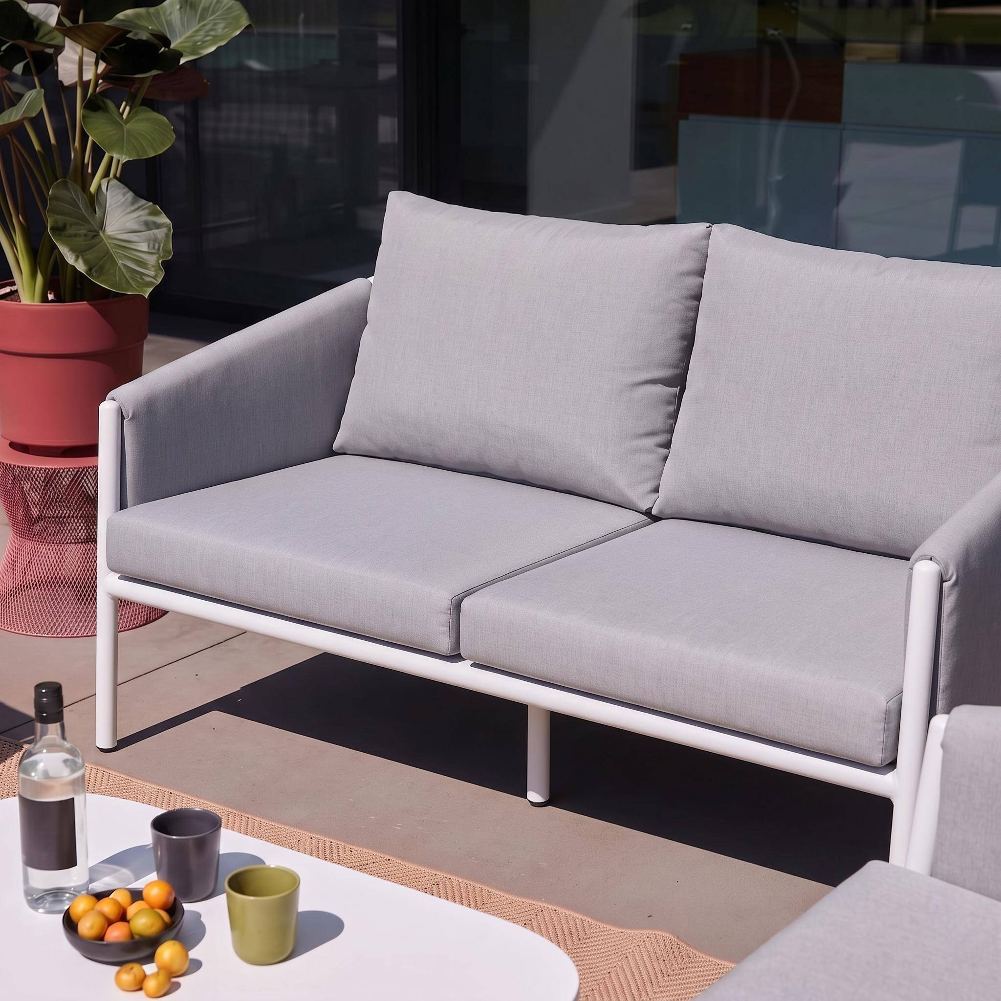 Salon de jardin acier 4 places tissu gris - Kyo,sweeek,Photo6