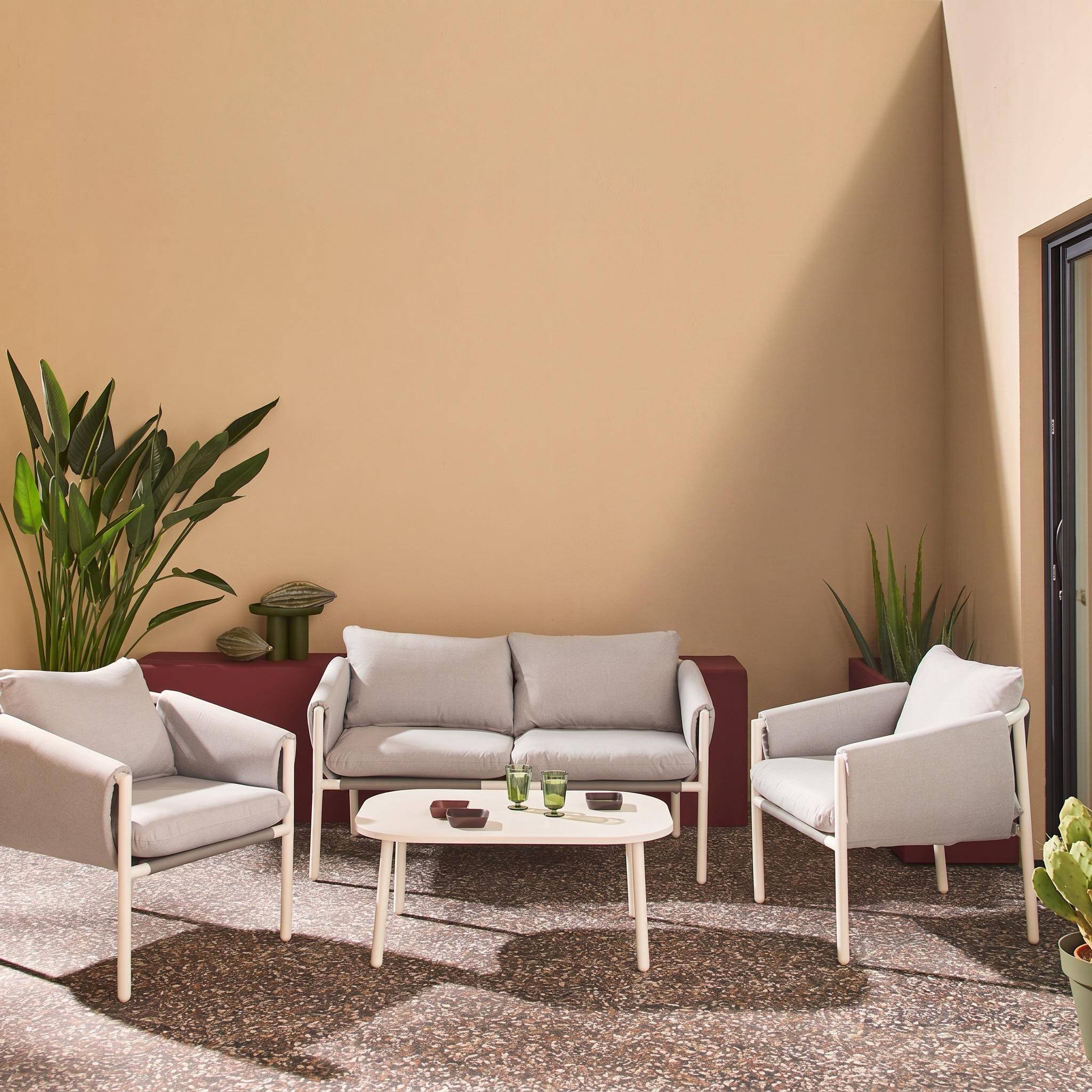 Conjunto de jardín de acero, 4 plazas Gris - 64x70x69 cm Photo1