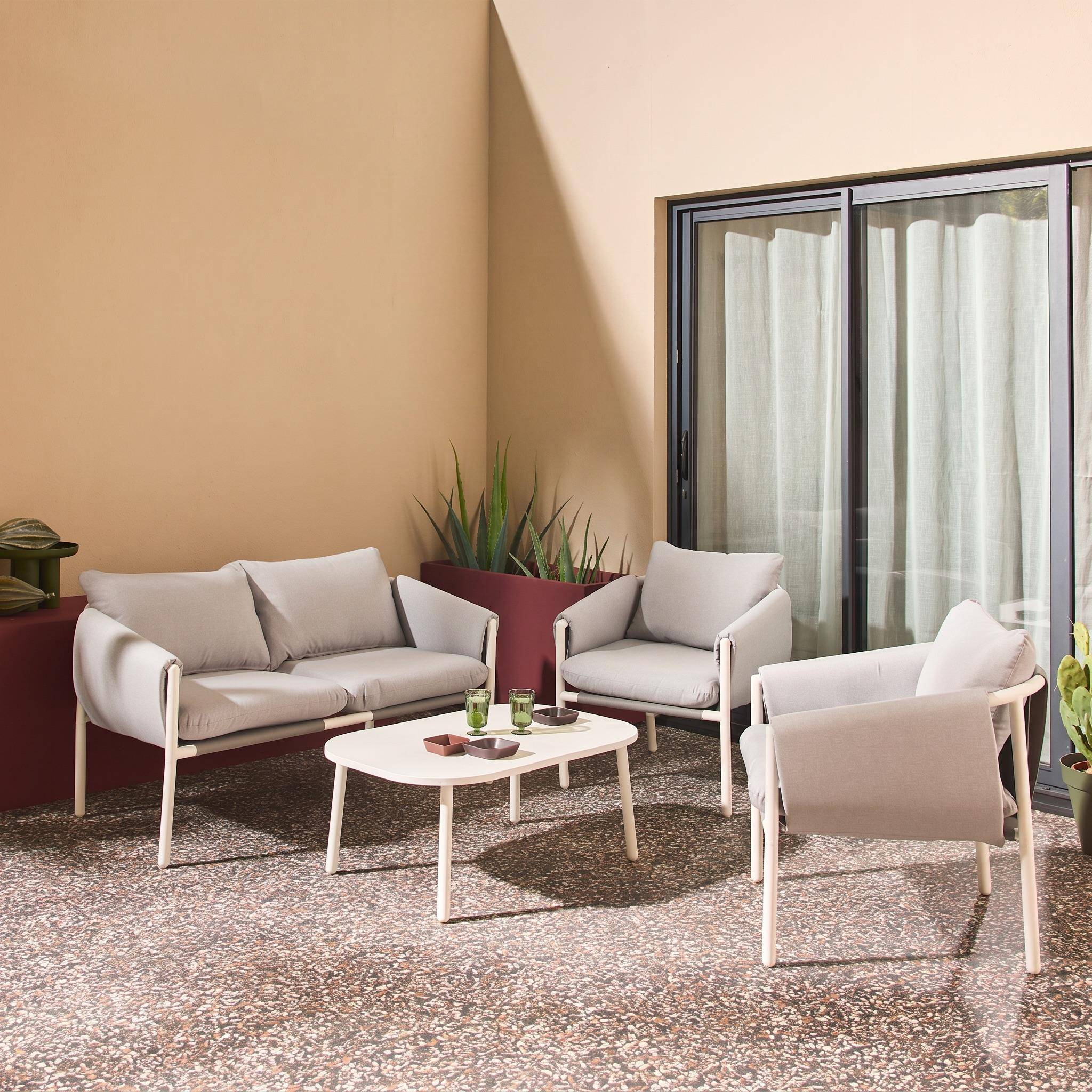 Conjunto de jardín de acero, 4 plazas Gris - 64x70x69 cm Photo2