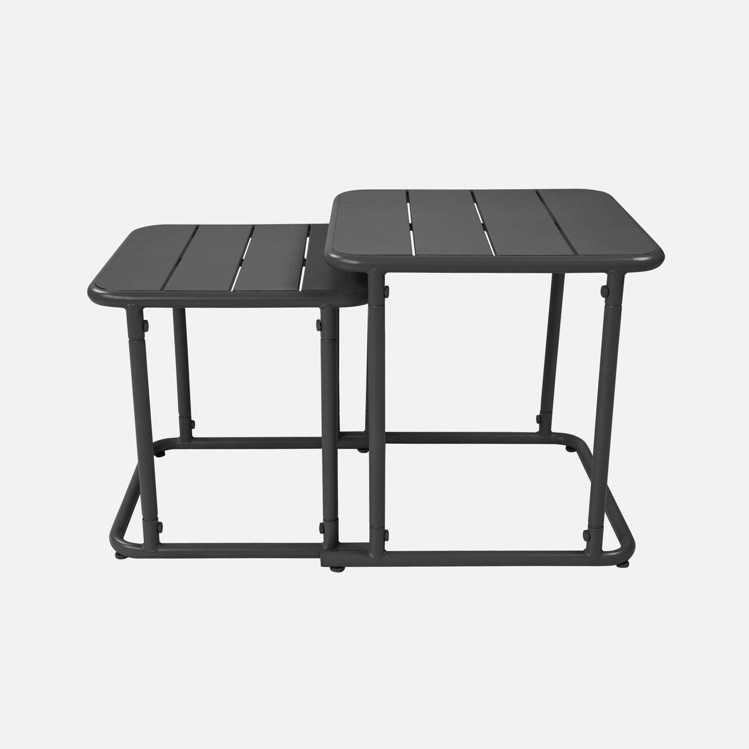 Table gigogne extérieure carrée en acier 45cm anthracite - Amélia,sweeek,Photo2