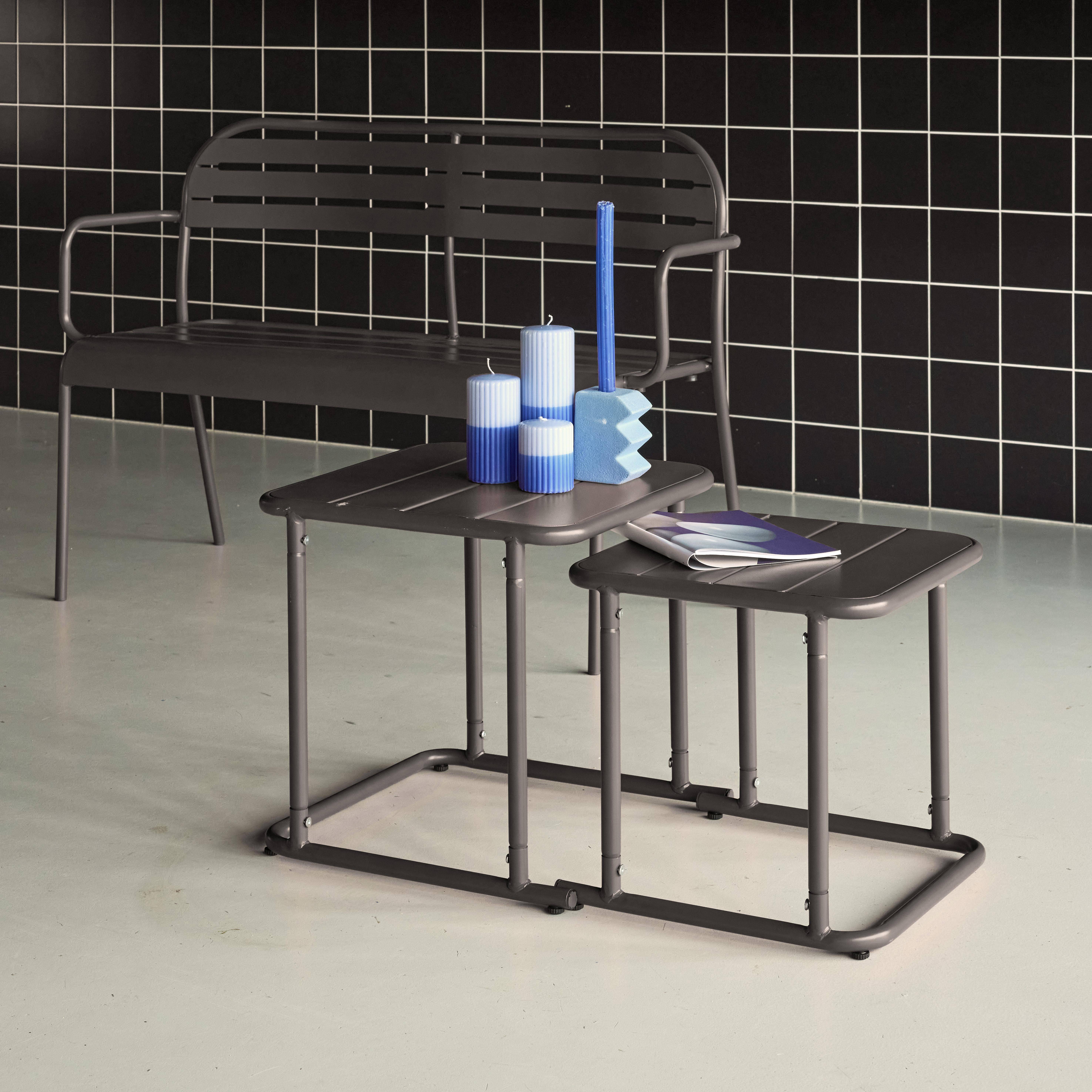 Quadratische Satztische für den Außenbereich aus Stahl 45 cm, anthrazit - Amelia Photo2