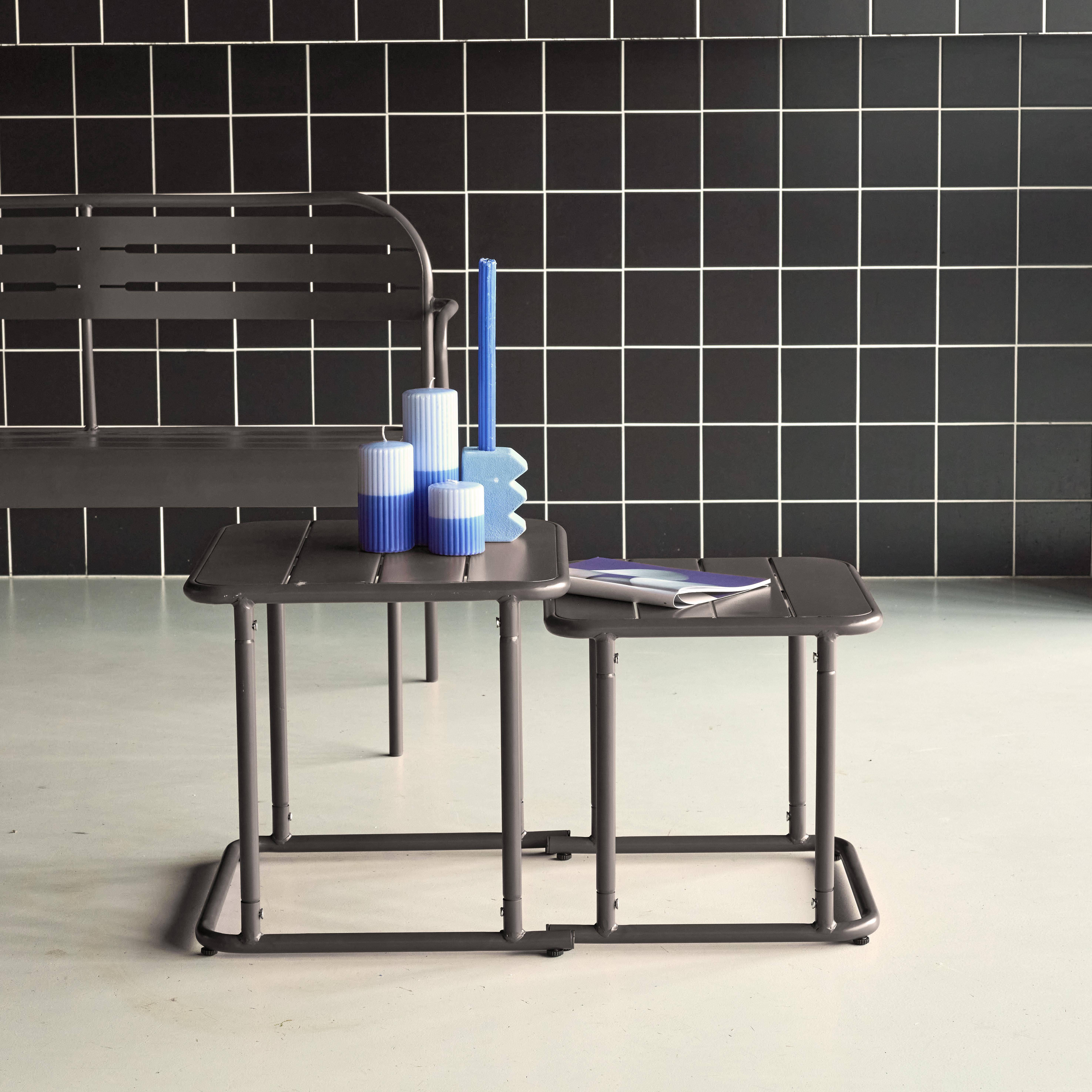 Quadratische Satztische für den Außenbereich aus Stahl 45 cm, anthrazit - Amelia Photo1