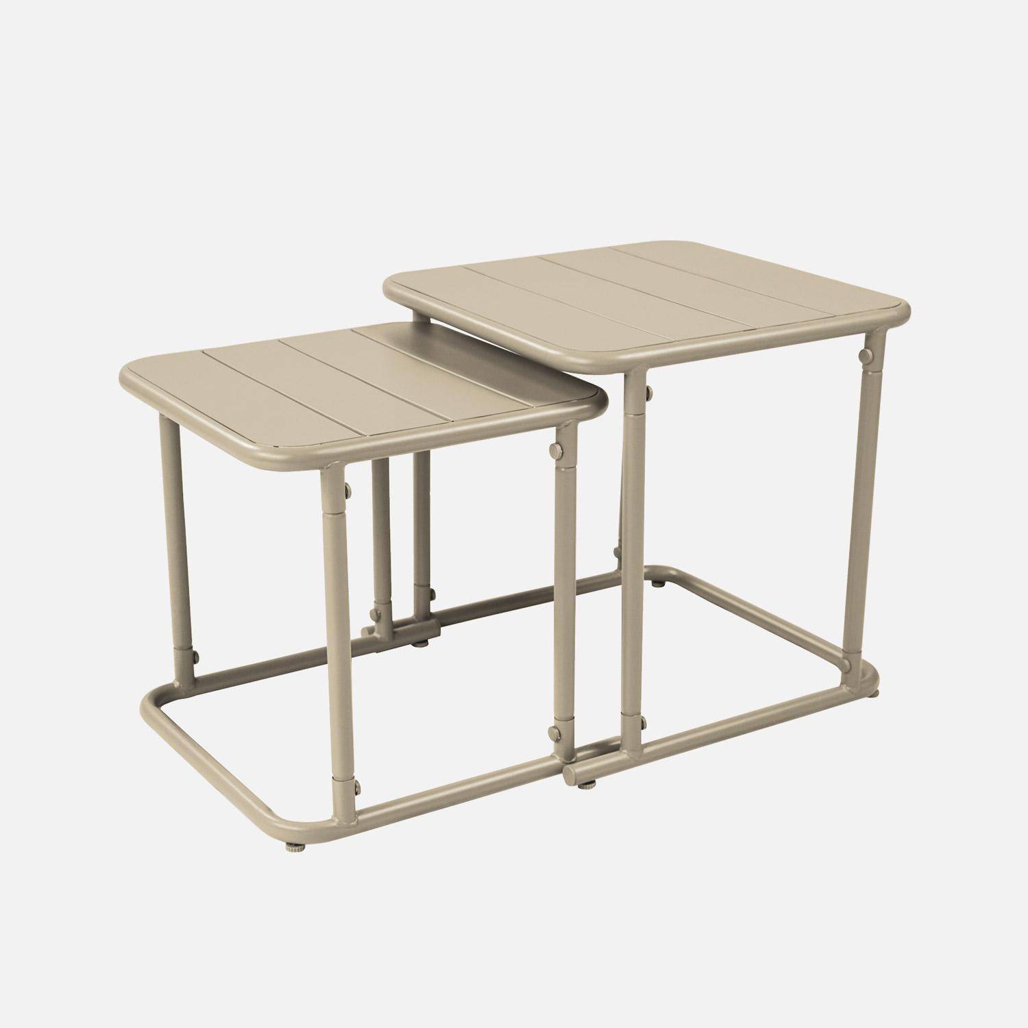 Quadratische Satztische für den Außenbereich aus Stahl 45 cm, beige - Amelia,sweeek,Photo3