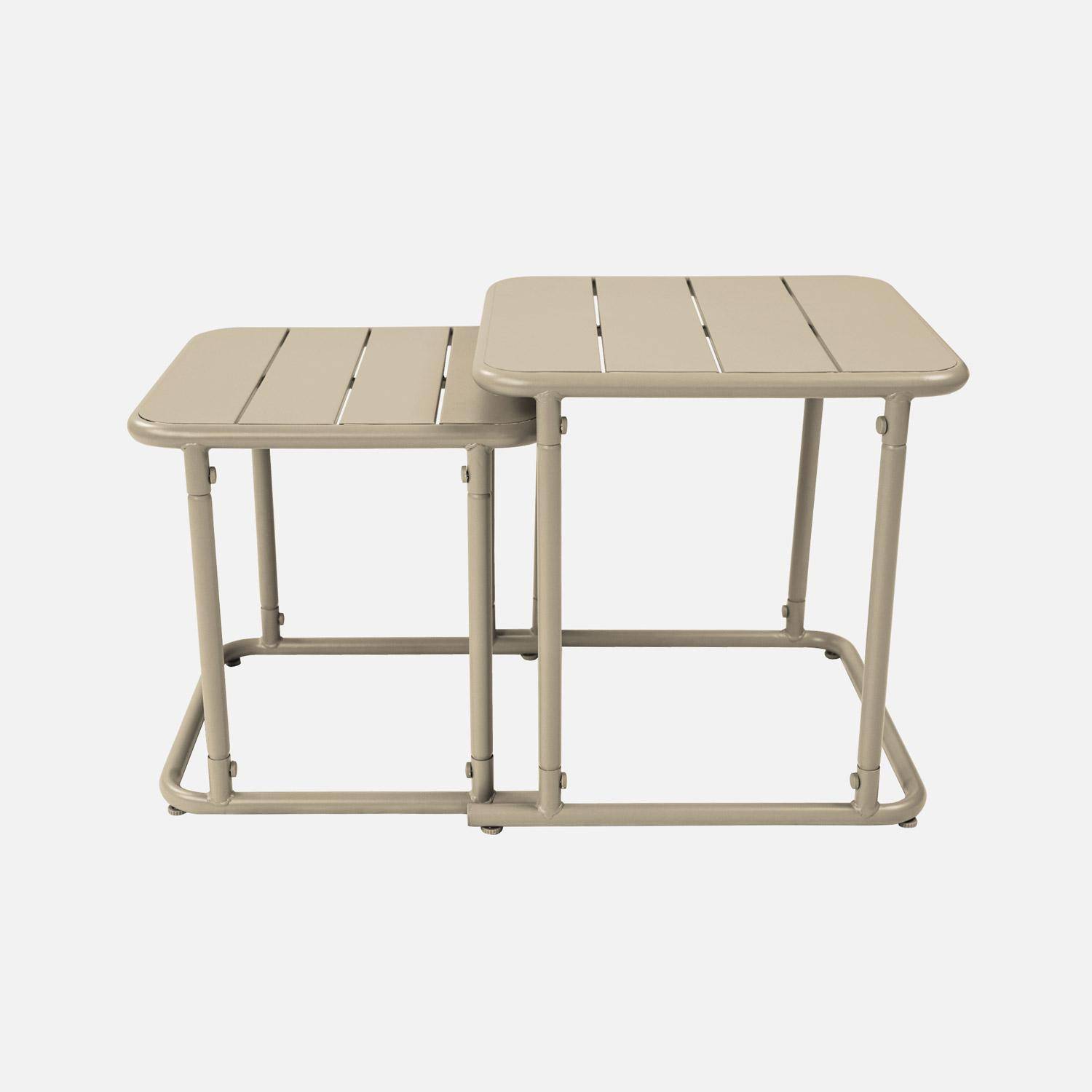 Table gigogne extérieure carrée en acier 45cm beige - Amélia,sweeek,Photo2