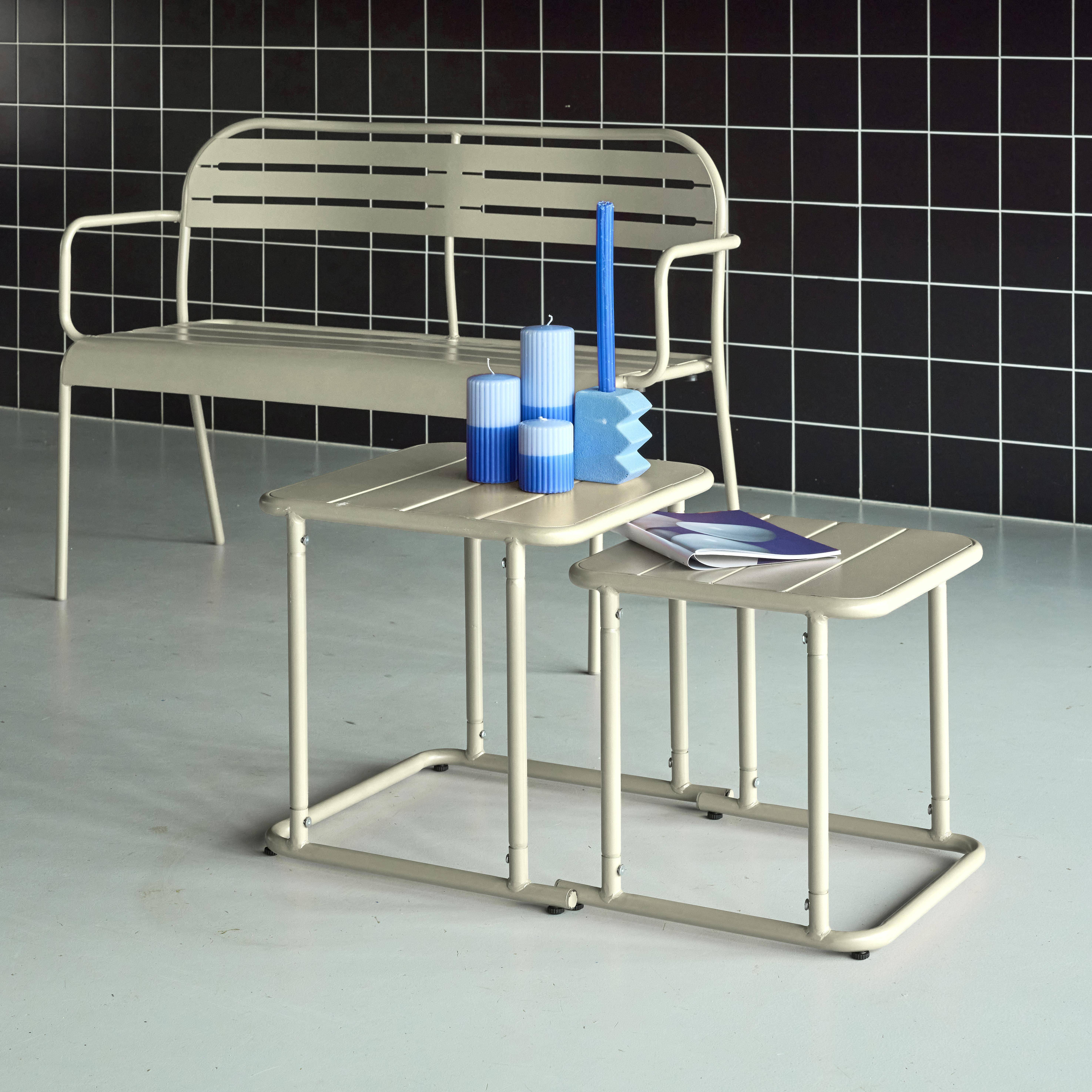 Quadratische Satztische für den Außenbereich aus Stahl 45 cm, beige - Amelia,sweeek,Photo2