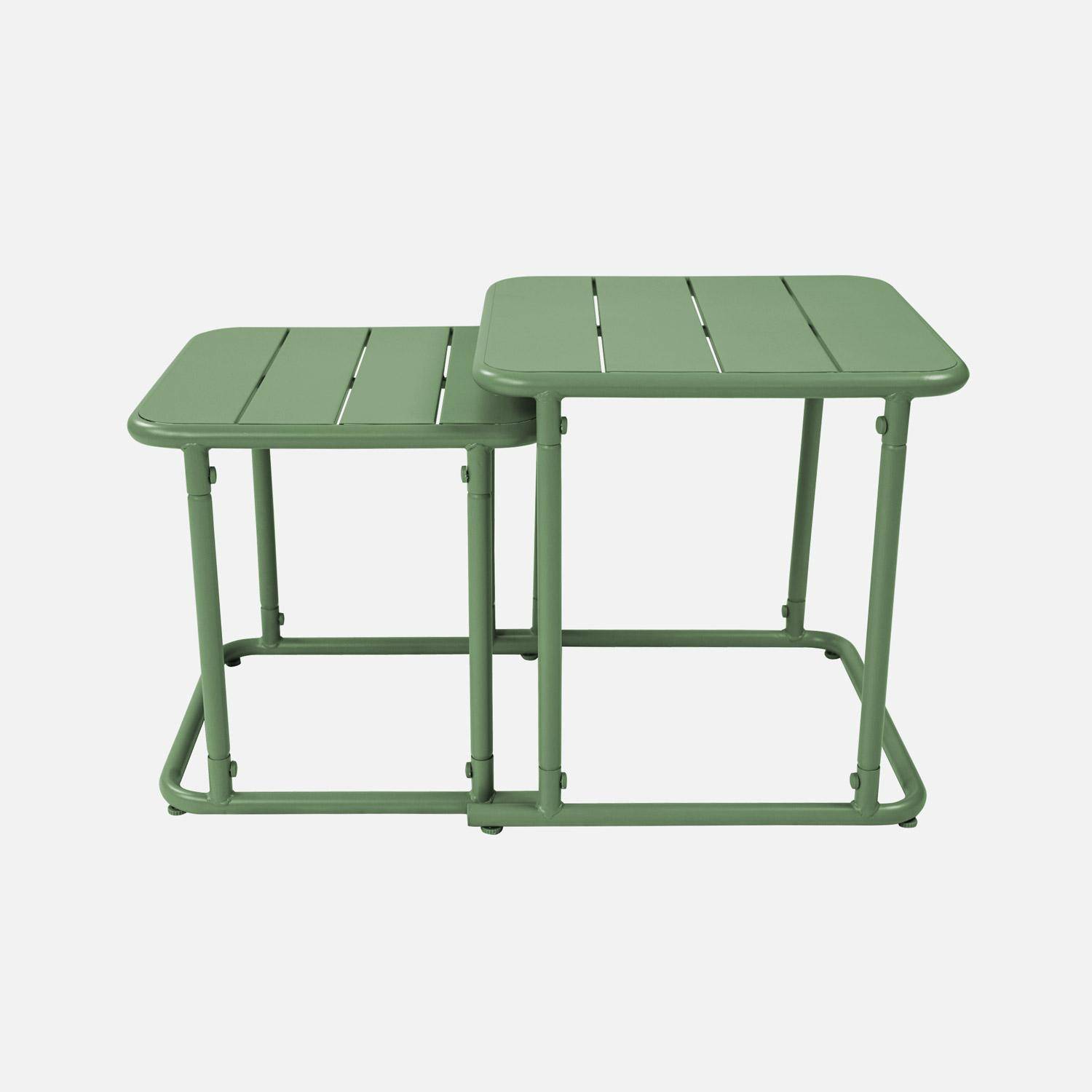 Table gigogne extérieure carrée en acier 45cm vert - Amélia Photo2