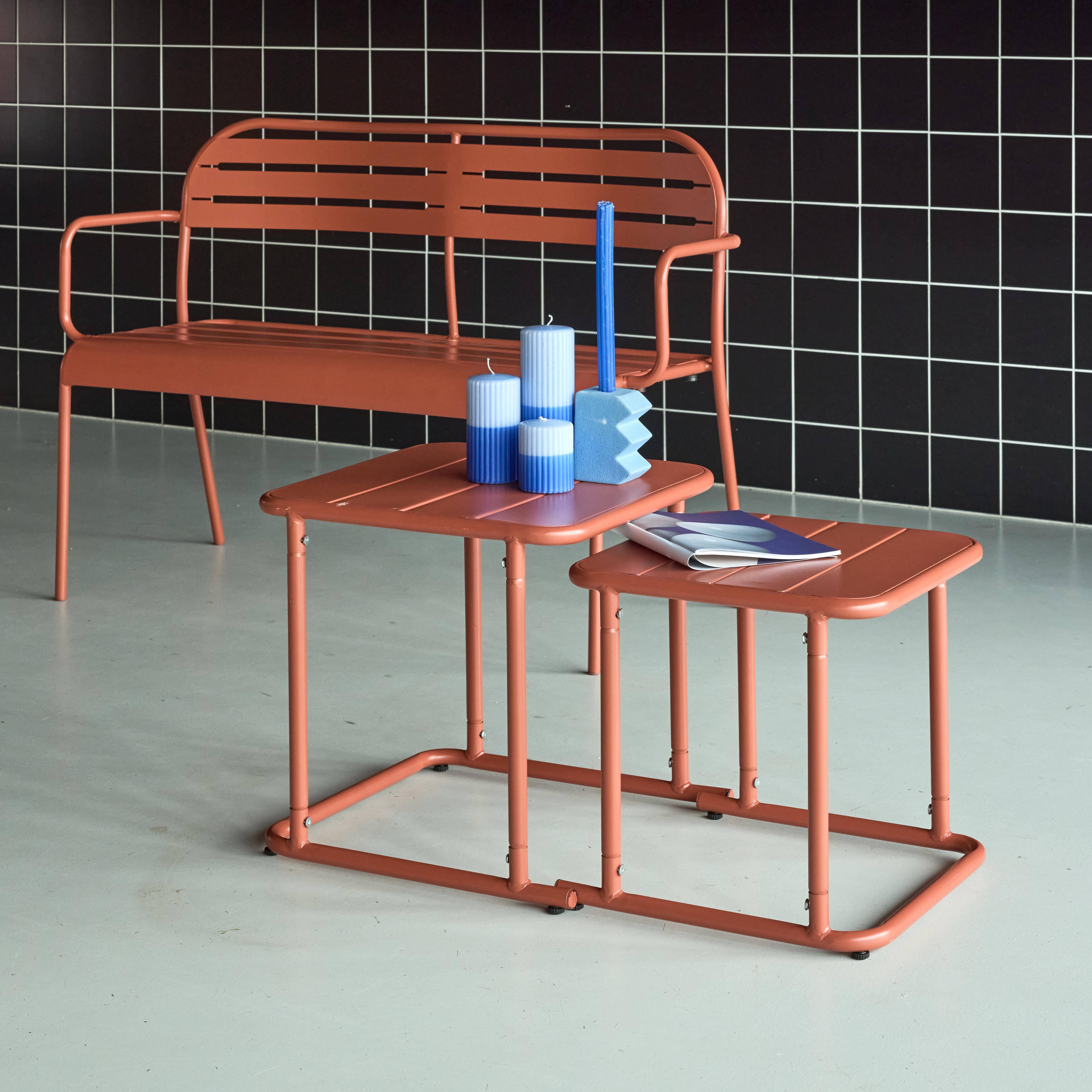 Table gigogne extérieure carrée en acier 45cm terracotta - Amélia,sweeek,Photo2