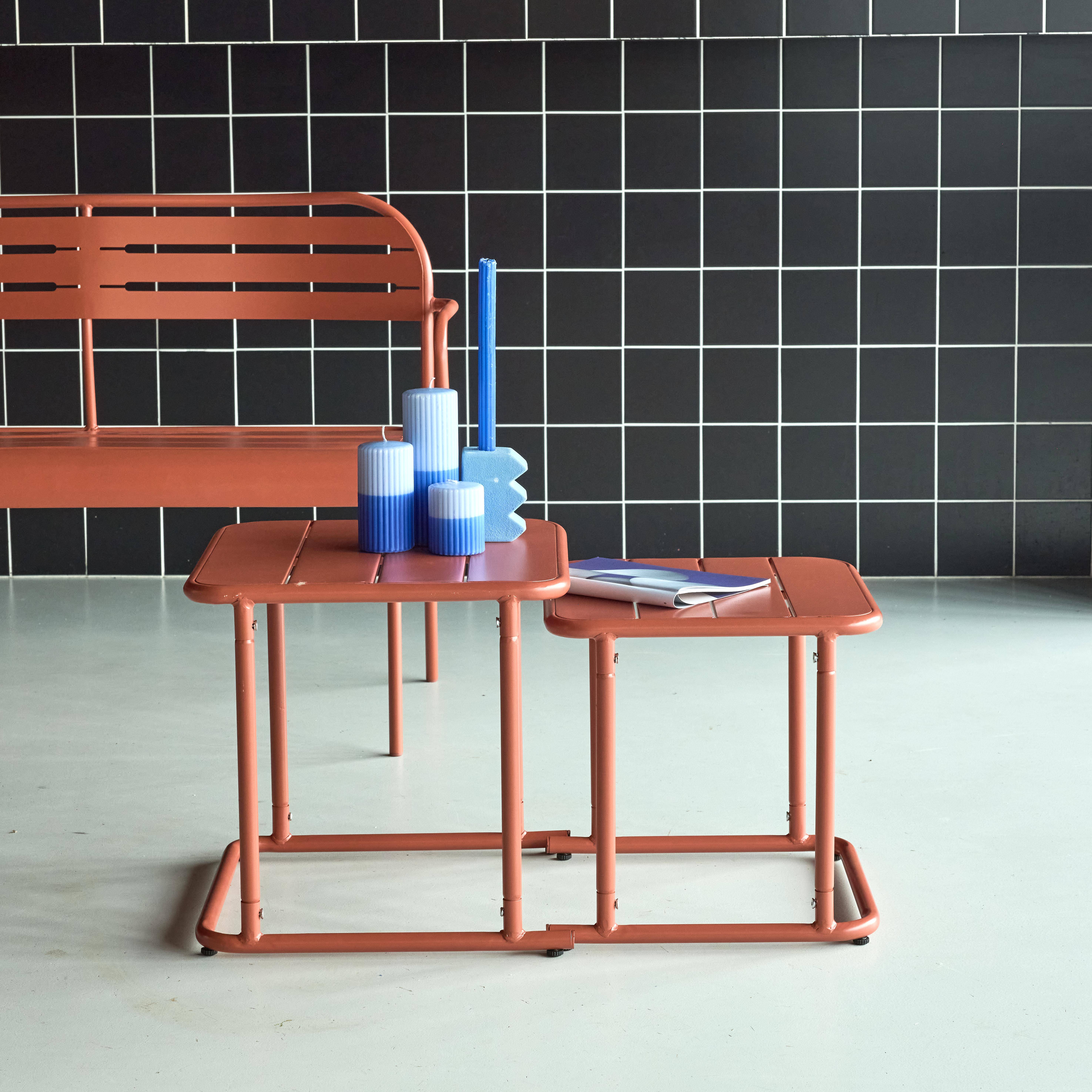 Table gigogne extérieure carrée en acier 45cm terracotta - Amélia,sweeek,Photo1