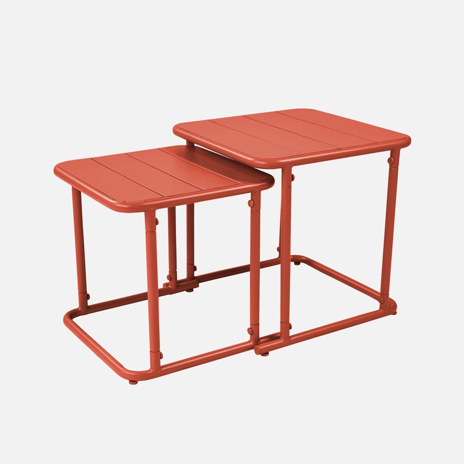 Table gigogne extérieure carrée en acier 45cm terracotta - Amélia,sweeek,Photo3