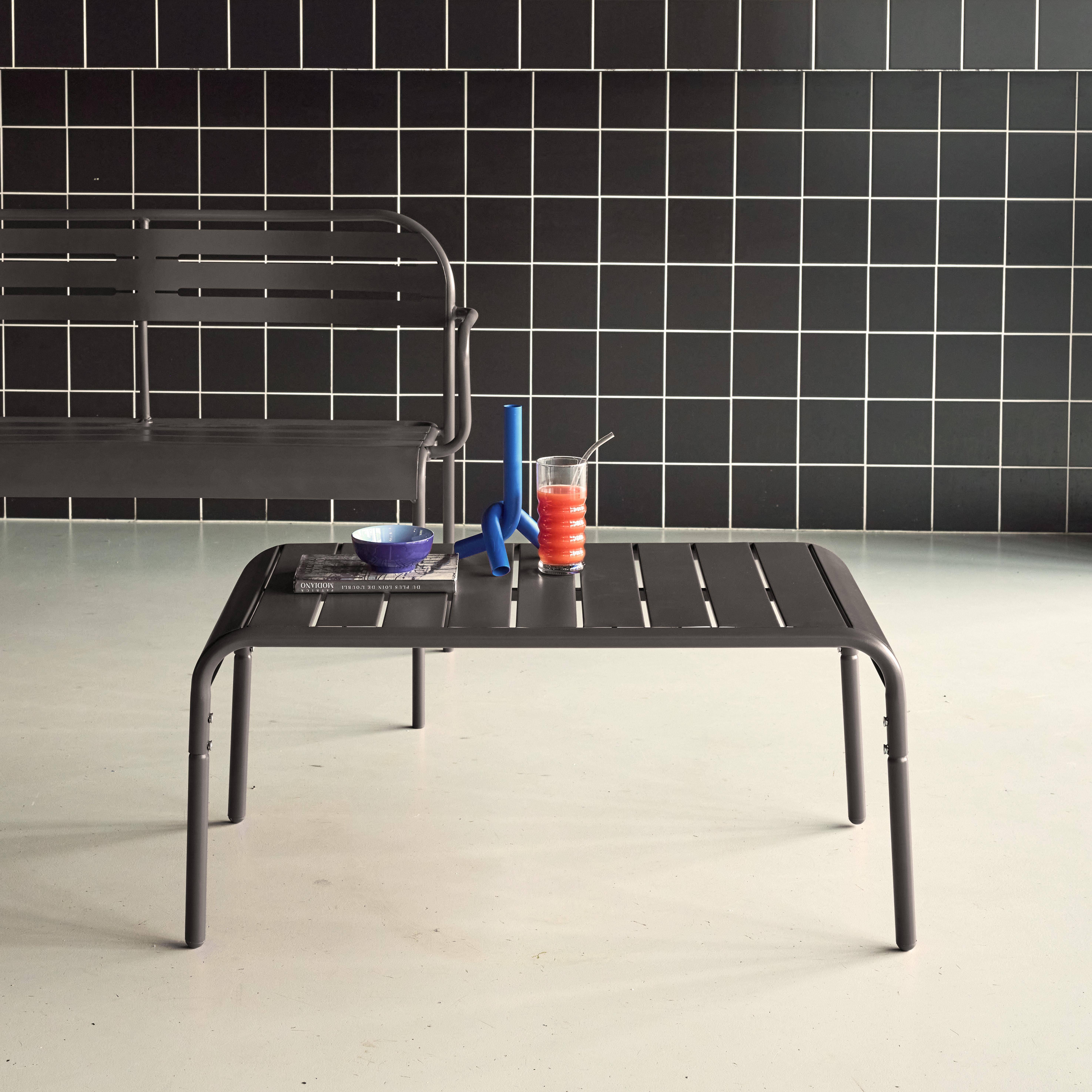 Rechteckiger Couchtisch aus Stahl für den Garten 90 cm anthrazit - Amelia Photo1