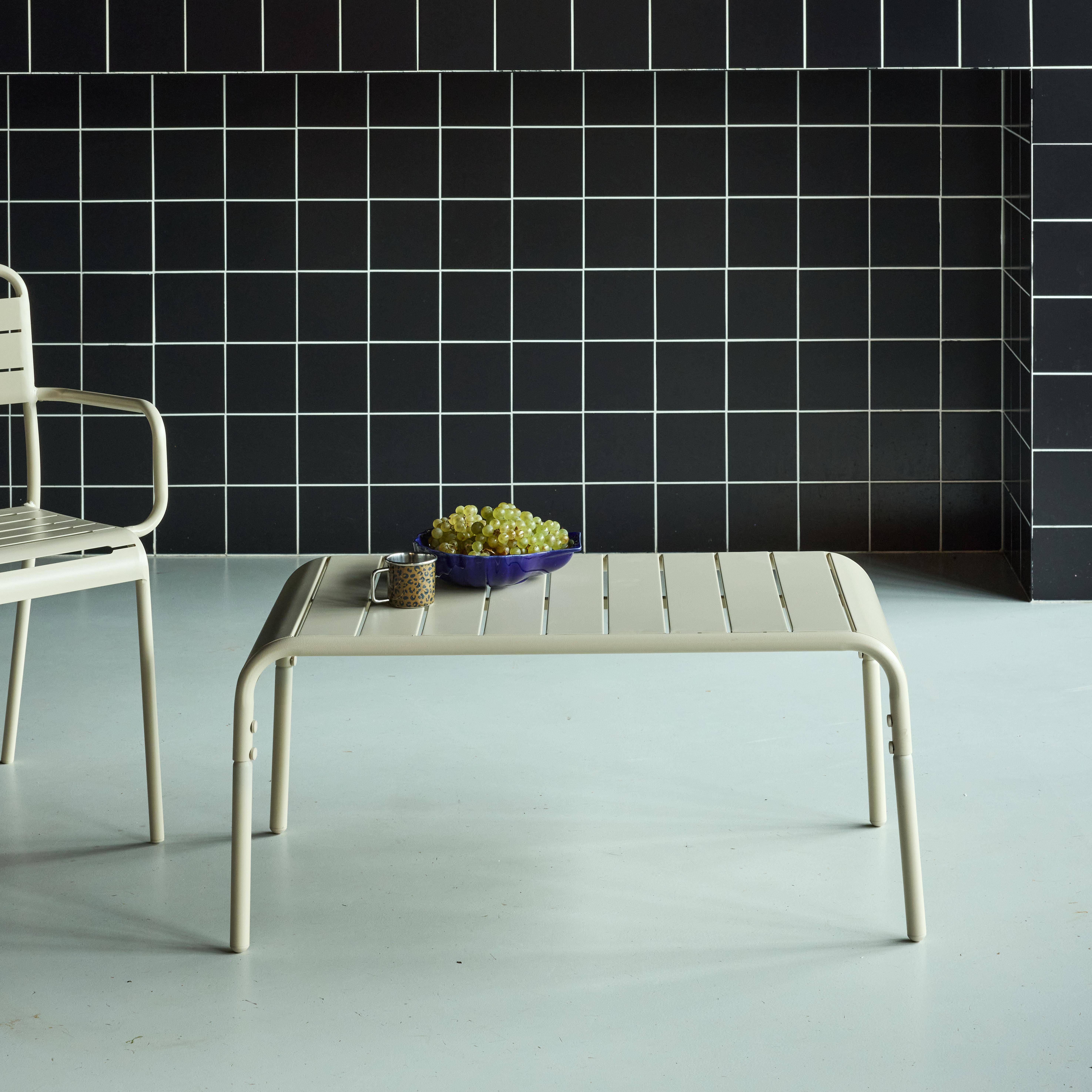 Table basse de jardin rectangulaire acier 90cm beige - Amélia Photo1