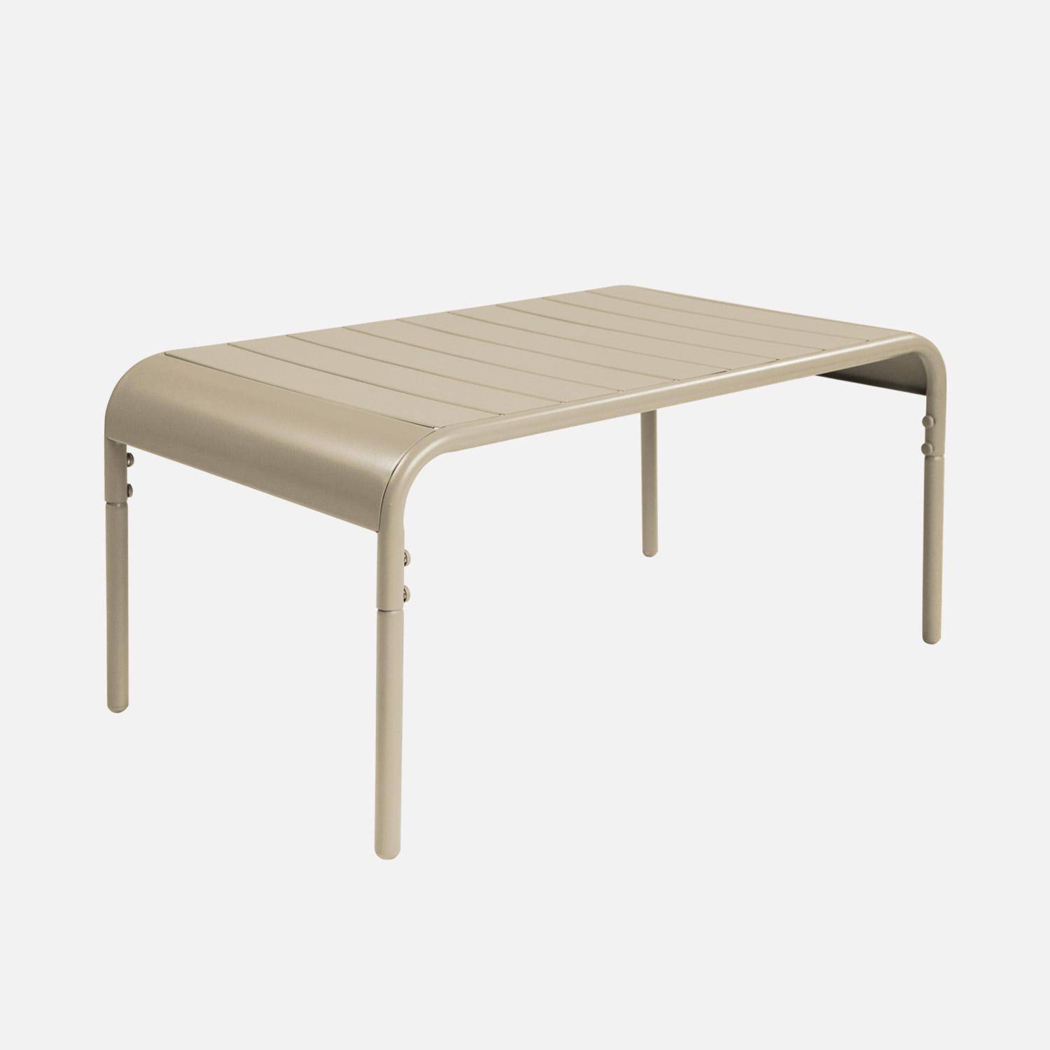 Table basse de jardin rectangulaire acier 90cm beige - Amélia Photo3