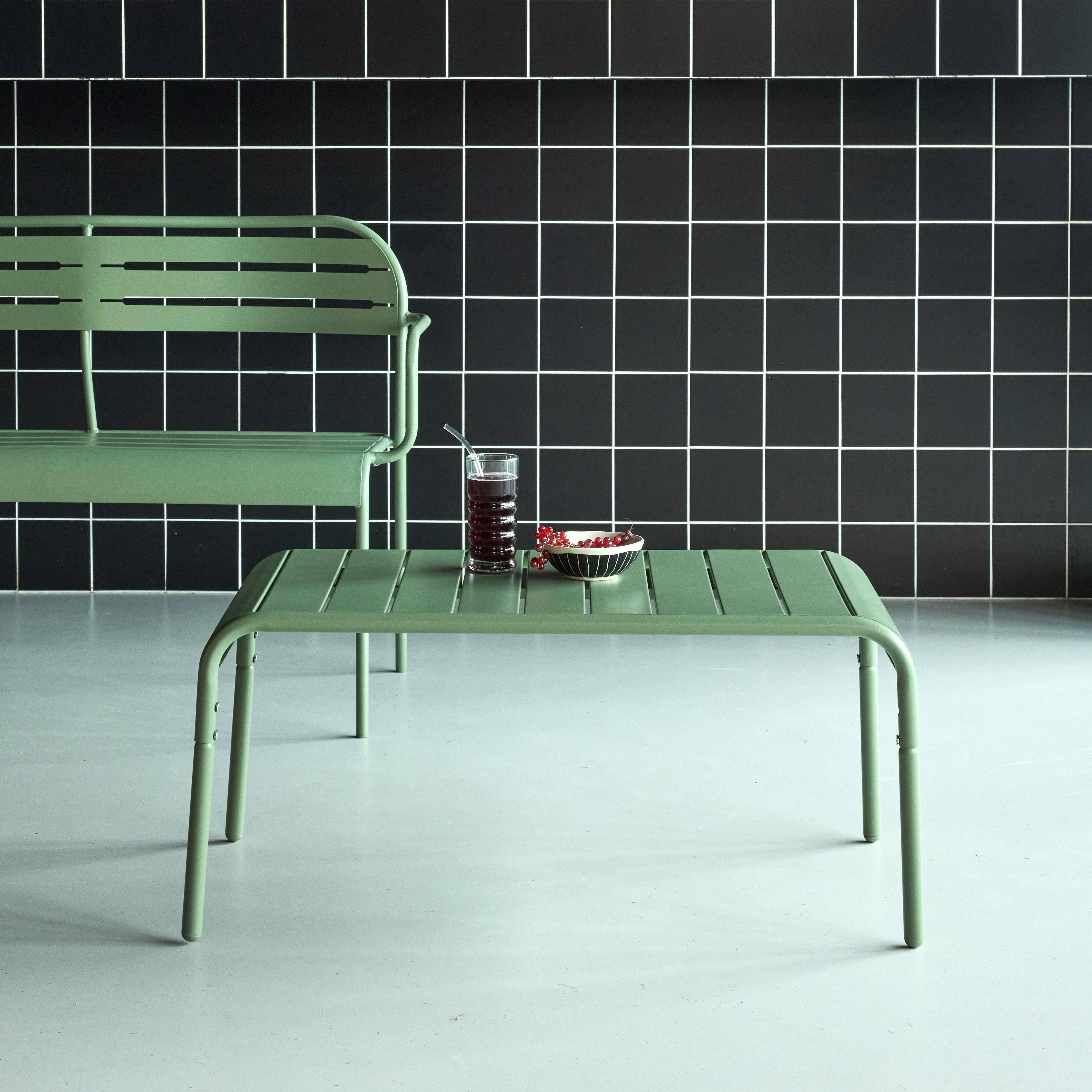 Table basse de jardin rectangulaire acier 90cm vert - Amélia Photo1
