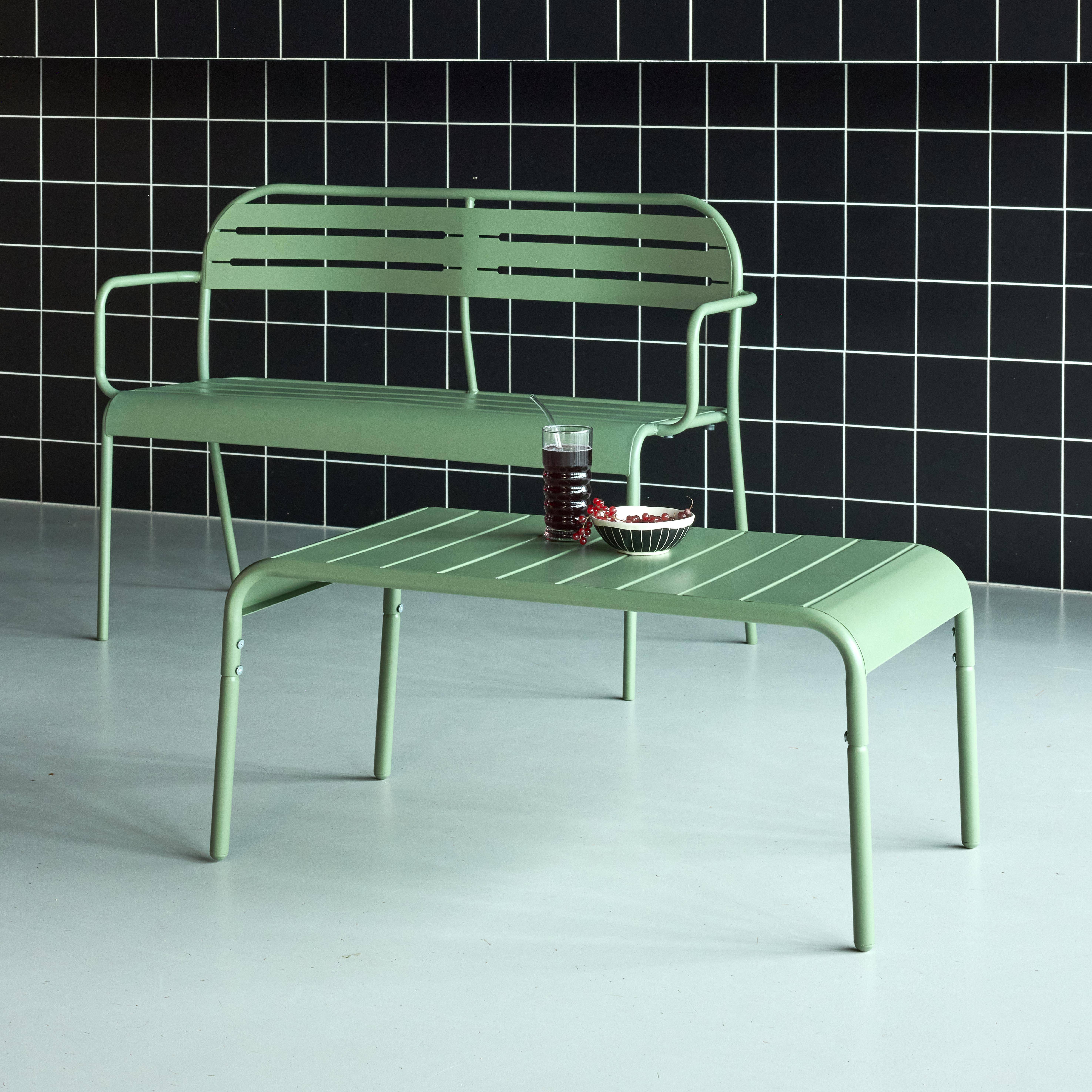 Table basse de jardin rectangulaire acier 90cm vert - Amélia,sweeek,Photo2