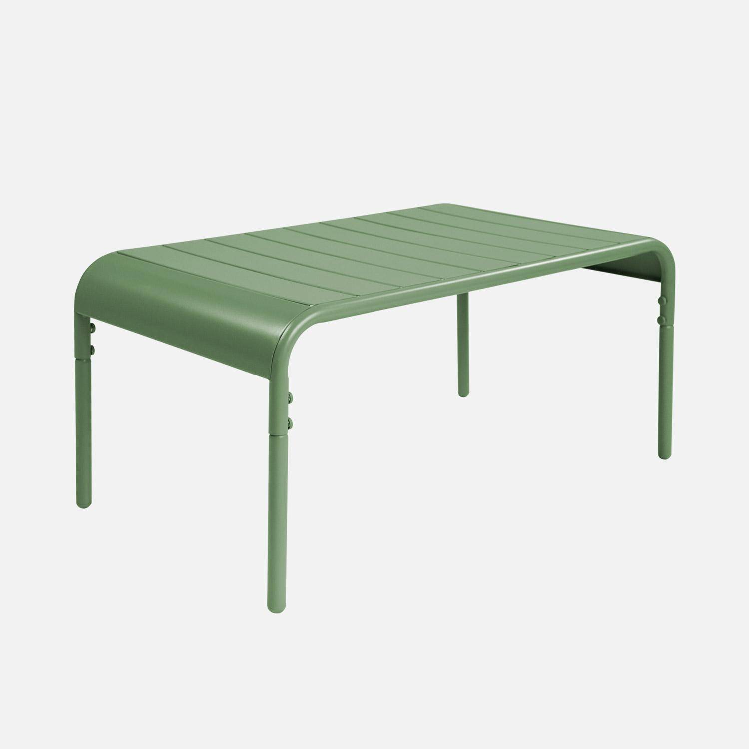 Table basse de jardin rectangulaire acier 90cm vert - Amélia Photo4