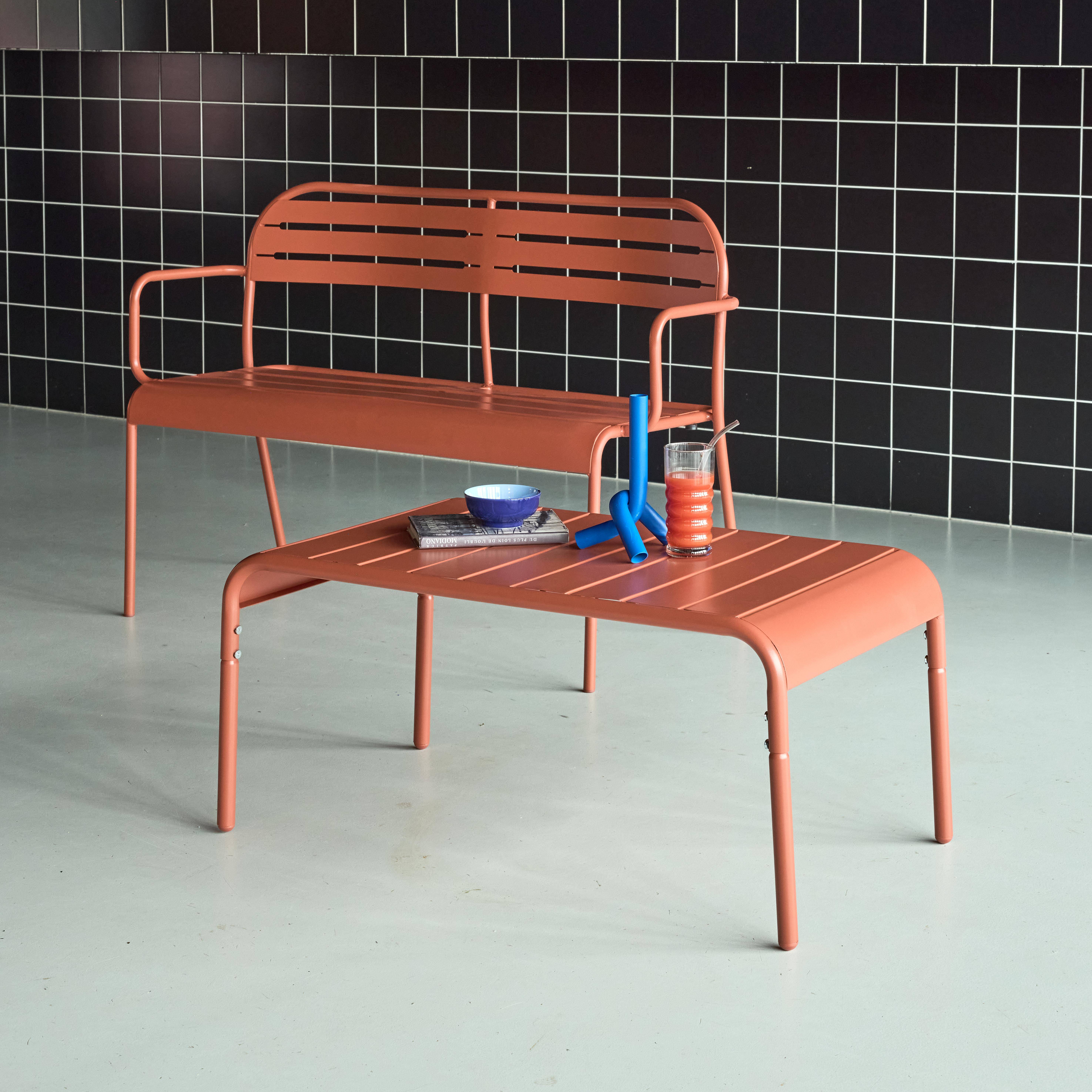 Table basse de jardin rectangulaire acier 90cm terracotta - Amélia,sweeek,Photo2