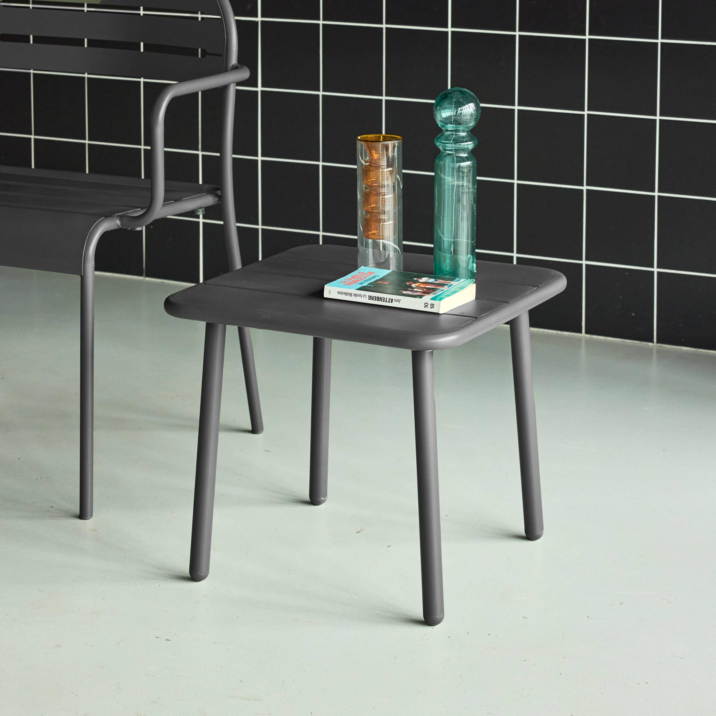 Tuinsalontafel metaal vierkant antraciet 45 x 45 x 40cm - Amélia Photo2