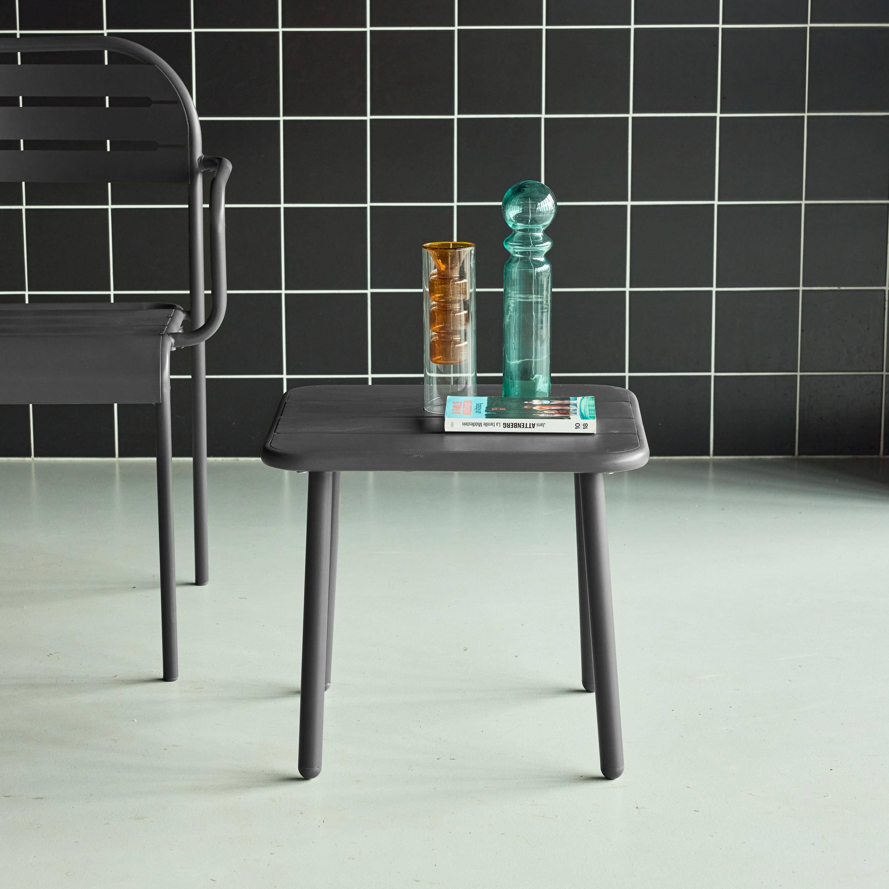 Tuinsalontafel metaal vierkant antraciet 45 x 45 x 40cm - Amélia,sweeek,Photo1