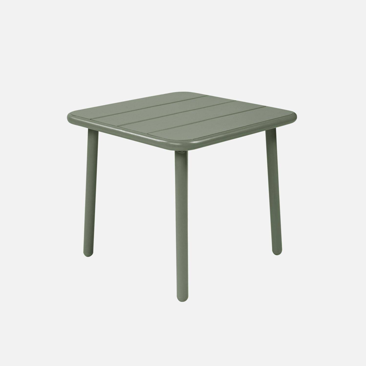 Table basse de jardin carrée acier 45cm kaki - Amélia Photo3