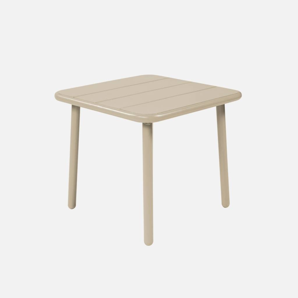 Table basse de jardin carrée acier 45cm beige