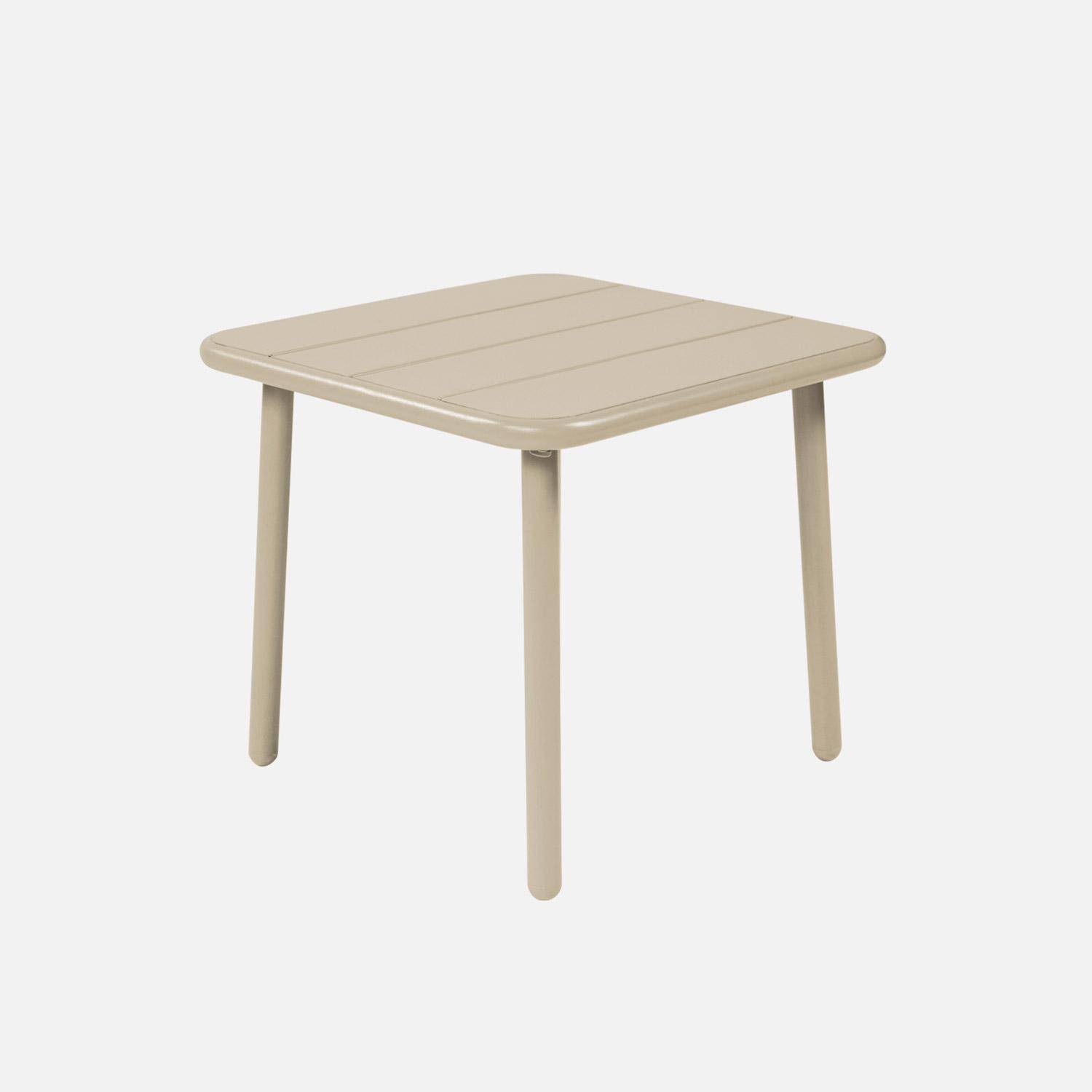 Table basse de jardin carrée acier 45cm beige - Amélia Photo3