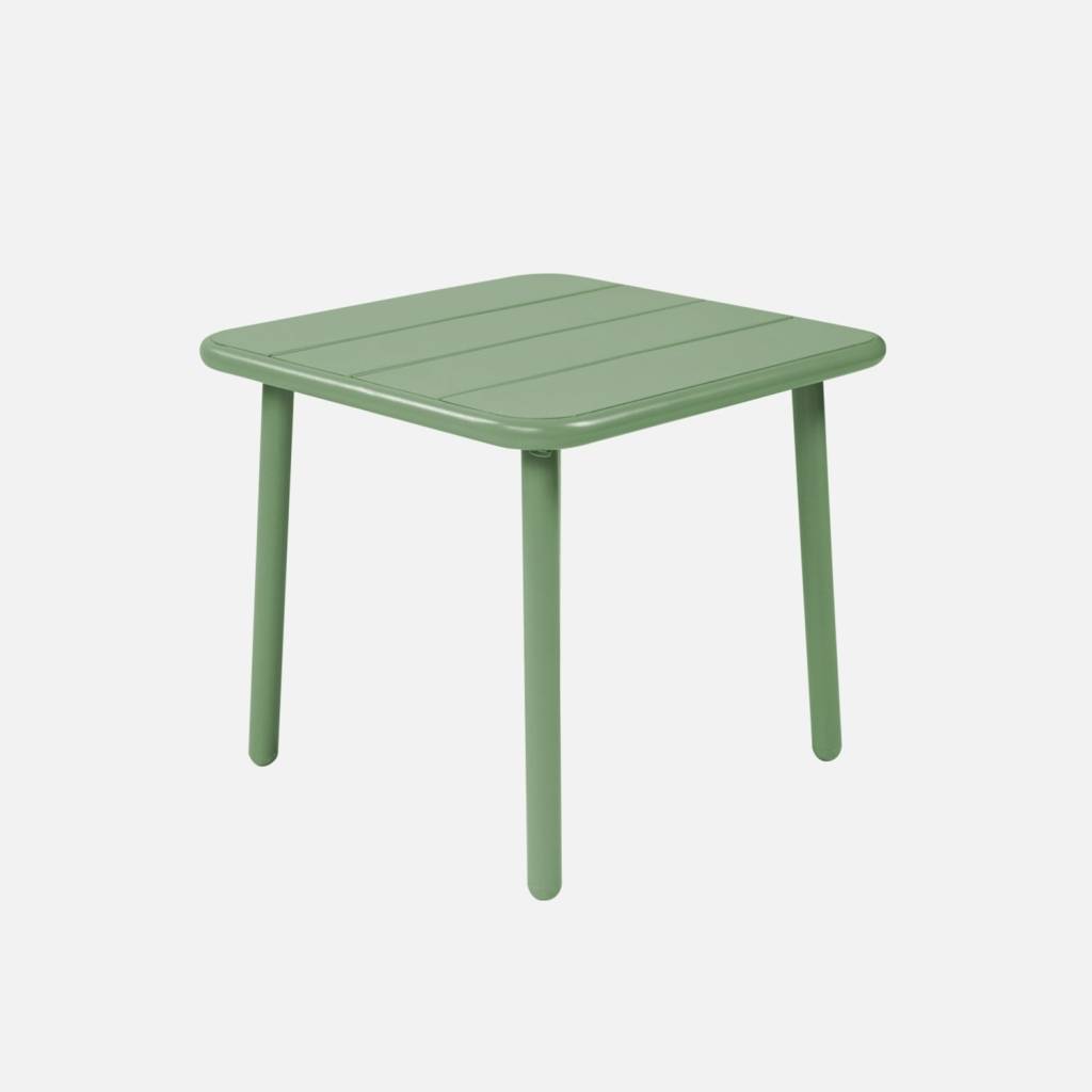 Table basse de jardin carrée acier 45cm vert