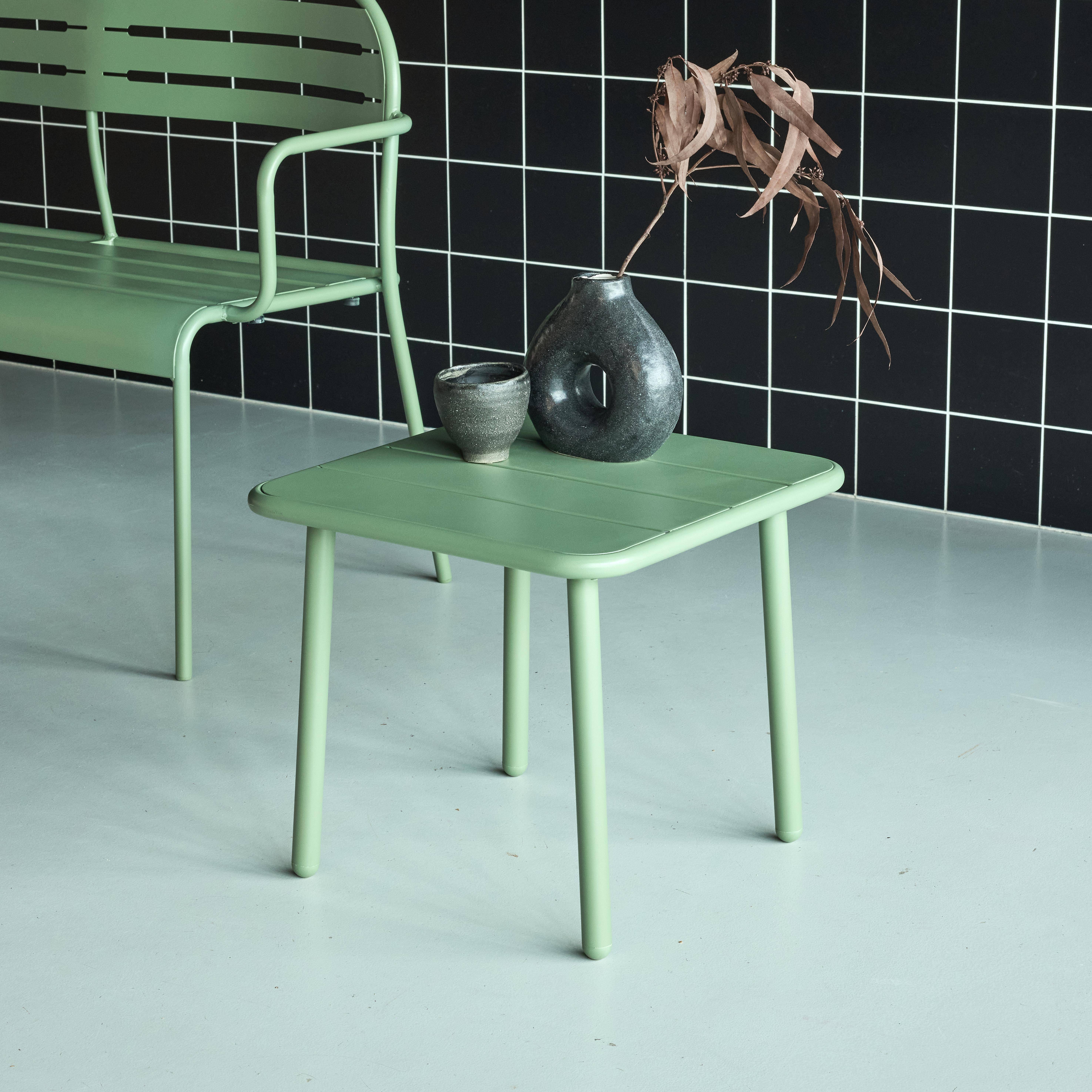 Table basse de jardin carrée acier 45cm vert - Amélia,sweeek,Photo2