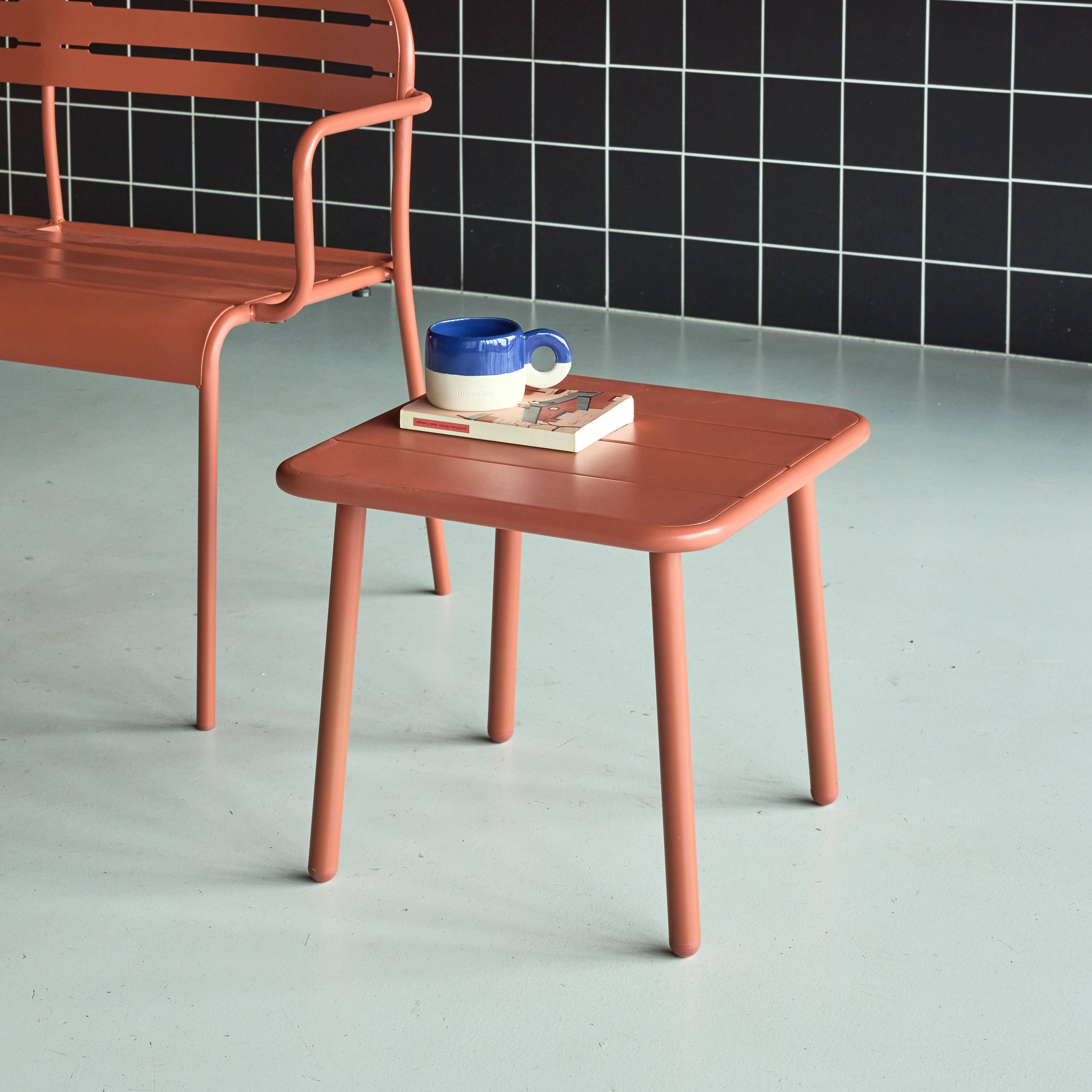 Table basse de jardin carrée acier 45cm terracotta - Amélia Photo2