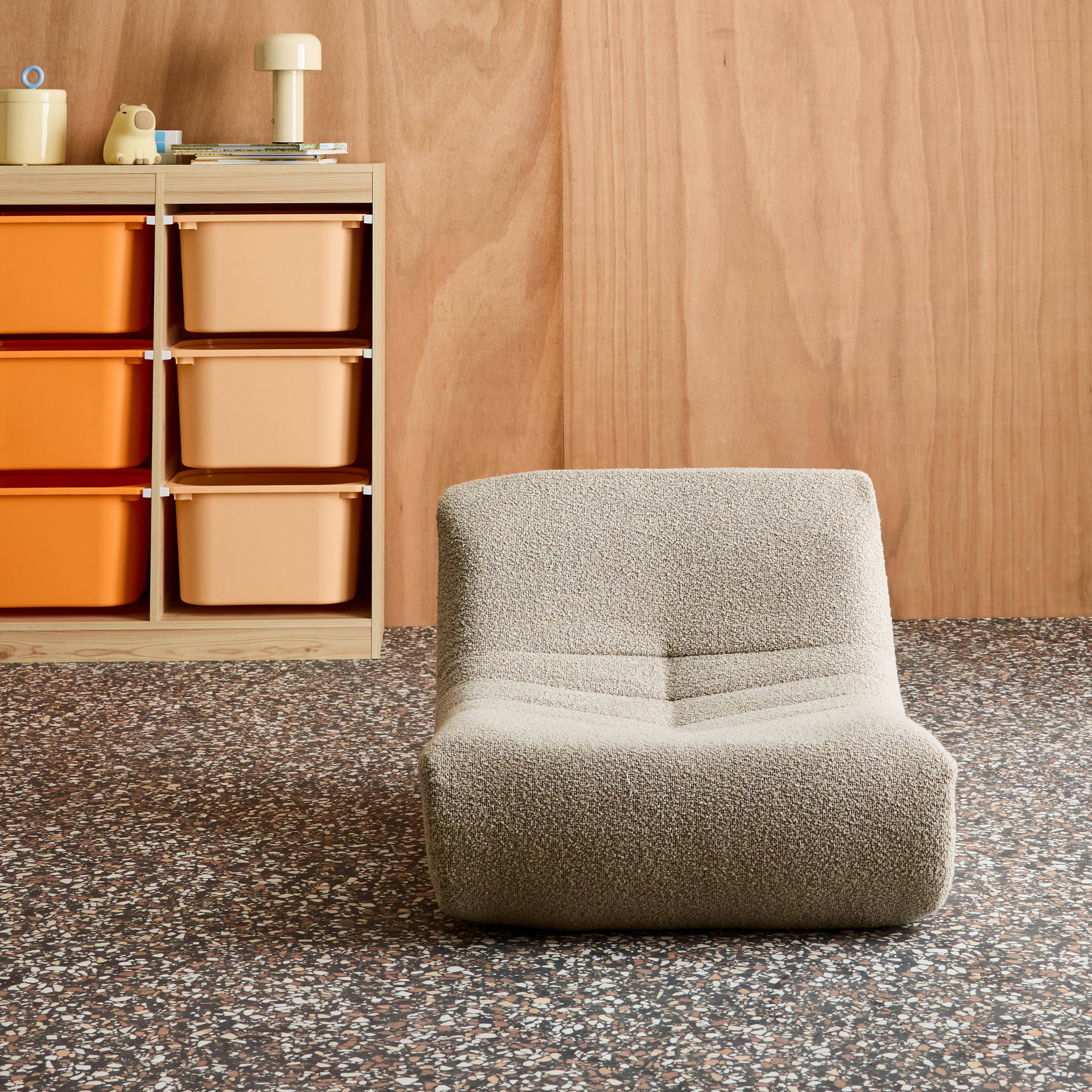 Fotel dziecięcy z teksturowanego bouclé, jednoosobowy, beżowy - Sokol Kids,sweeek,Photo2