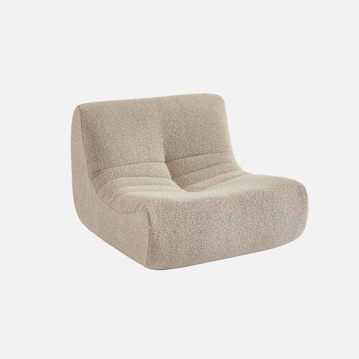 Fotel dziecięcy z teksturowanego bouclé, jednoosobowy, beżowy - Sokol Kids,sweeek,Photo6